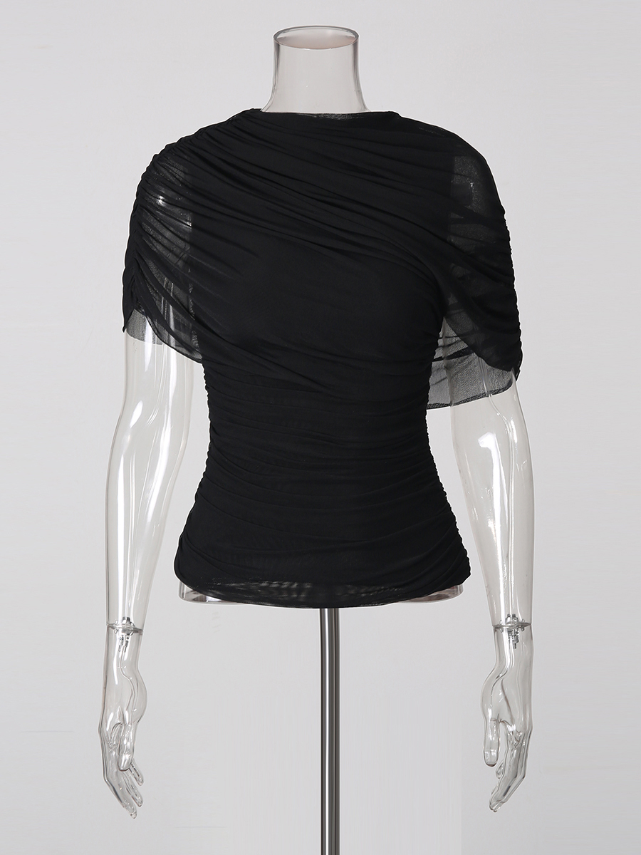 TWOTWINSTYLE Cross Wrap Asymmetric Tunic Chic Top