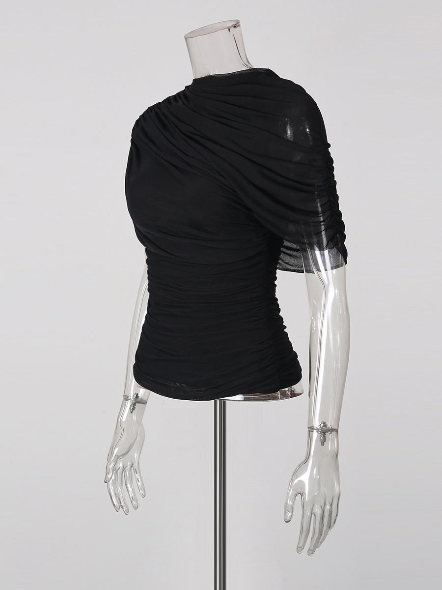 TWOTWINSTYLE Cross Wrap Asymmetric Tunic Chic Top