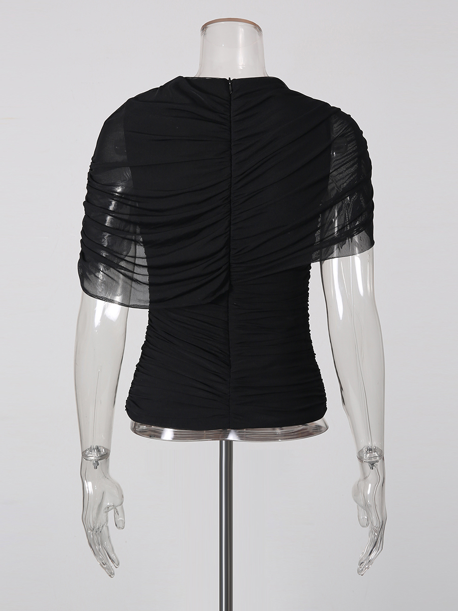 TWOTWINSTYLE Cross Wrap Asymmetric Tunic Chic Top