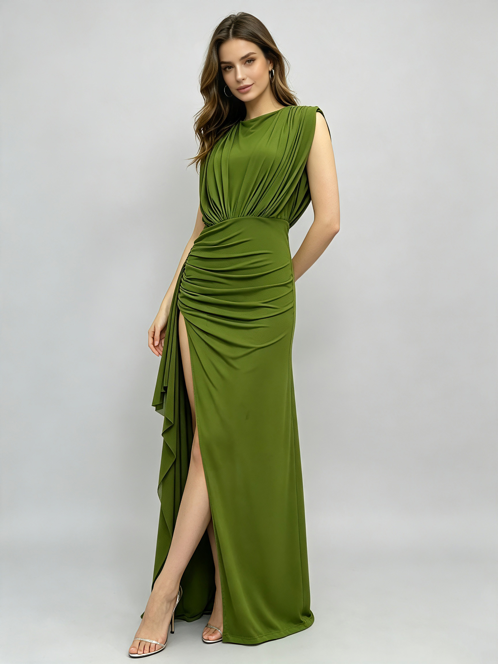 TWOTWINSTYLE Round Neck Sleeveless Side Split Tunic Fashion Dress