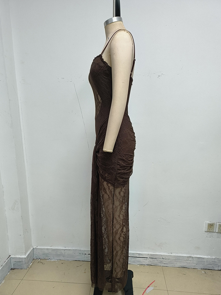 TWOTWINSTYLE Spliced Lace Up Vintage Camisole Dress