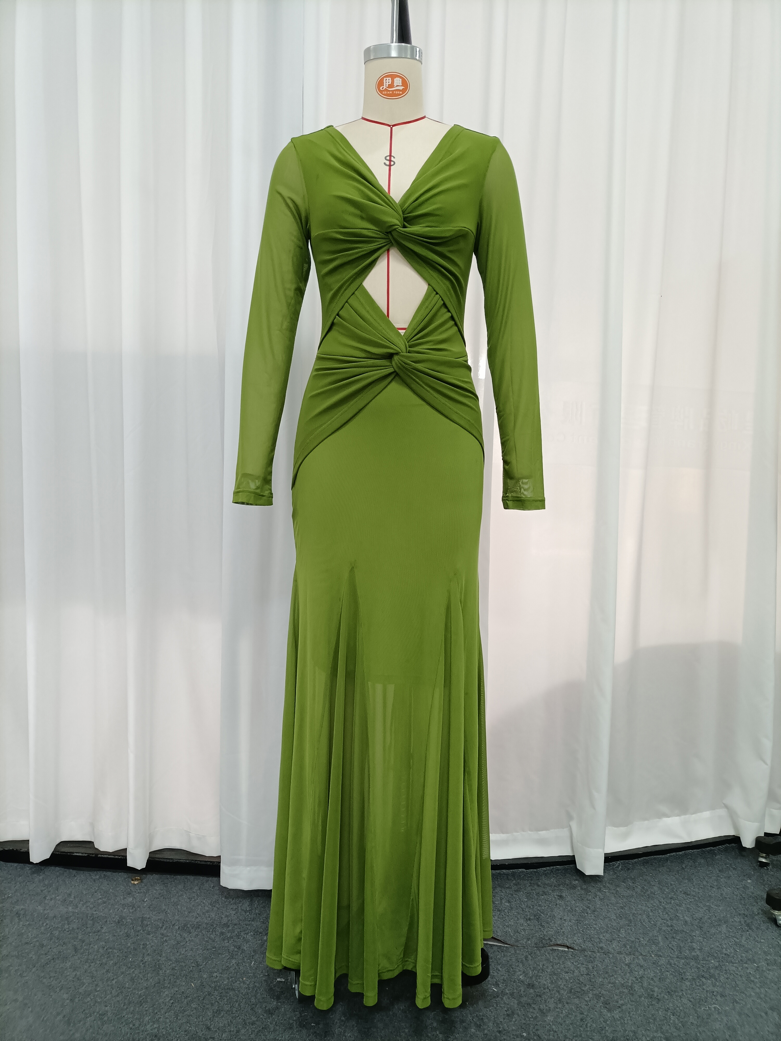 TWOTWINSTYLE V Neck Hollow Out Patchwork Knot Vintage Dress