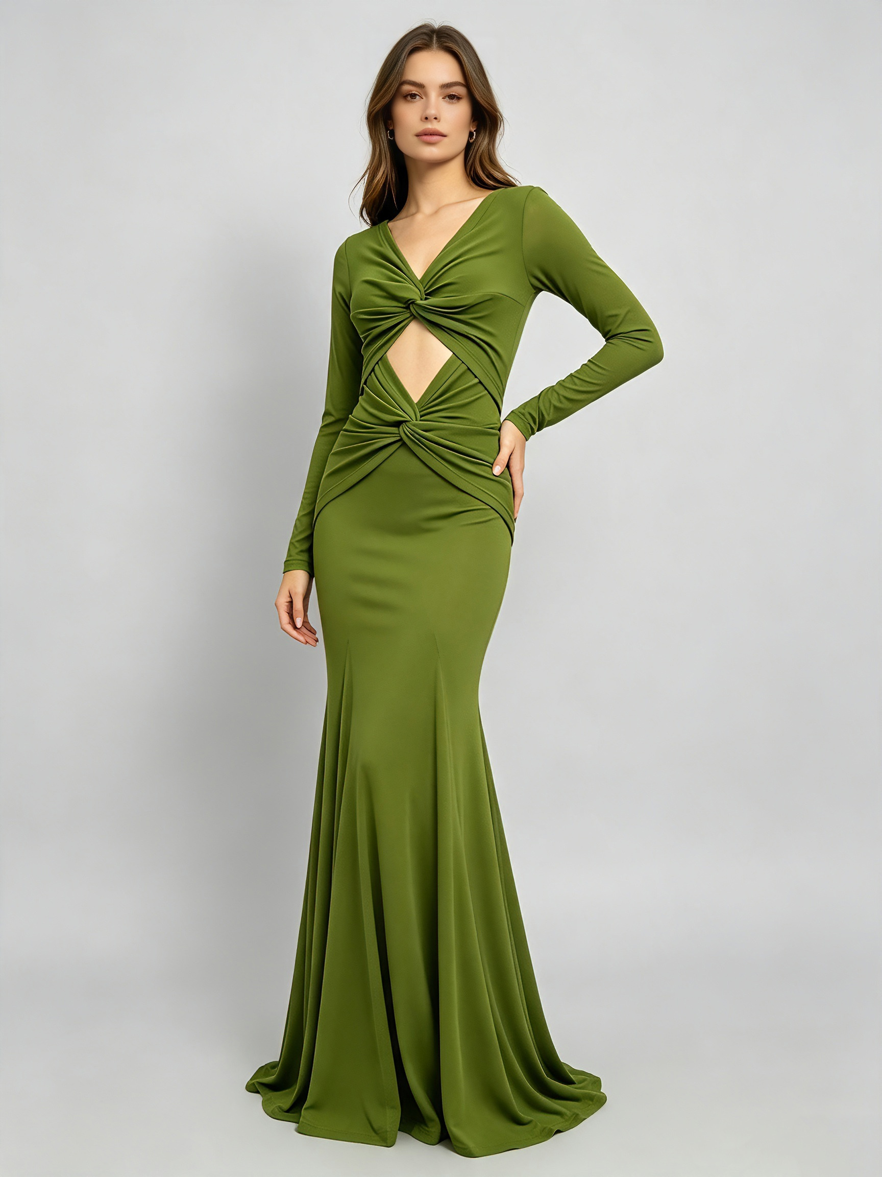 TWOTWINSTYLE V Neck Hollow Out Patchwork Knot Vintage Dress