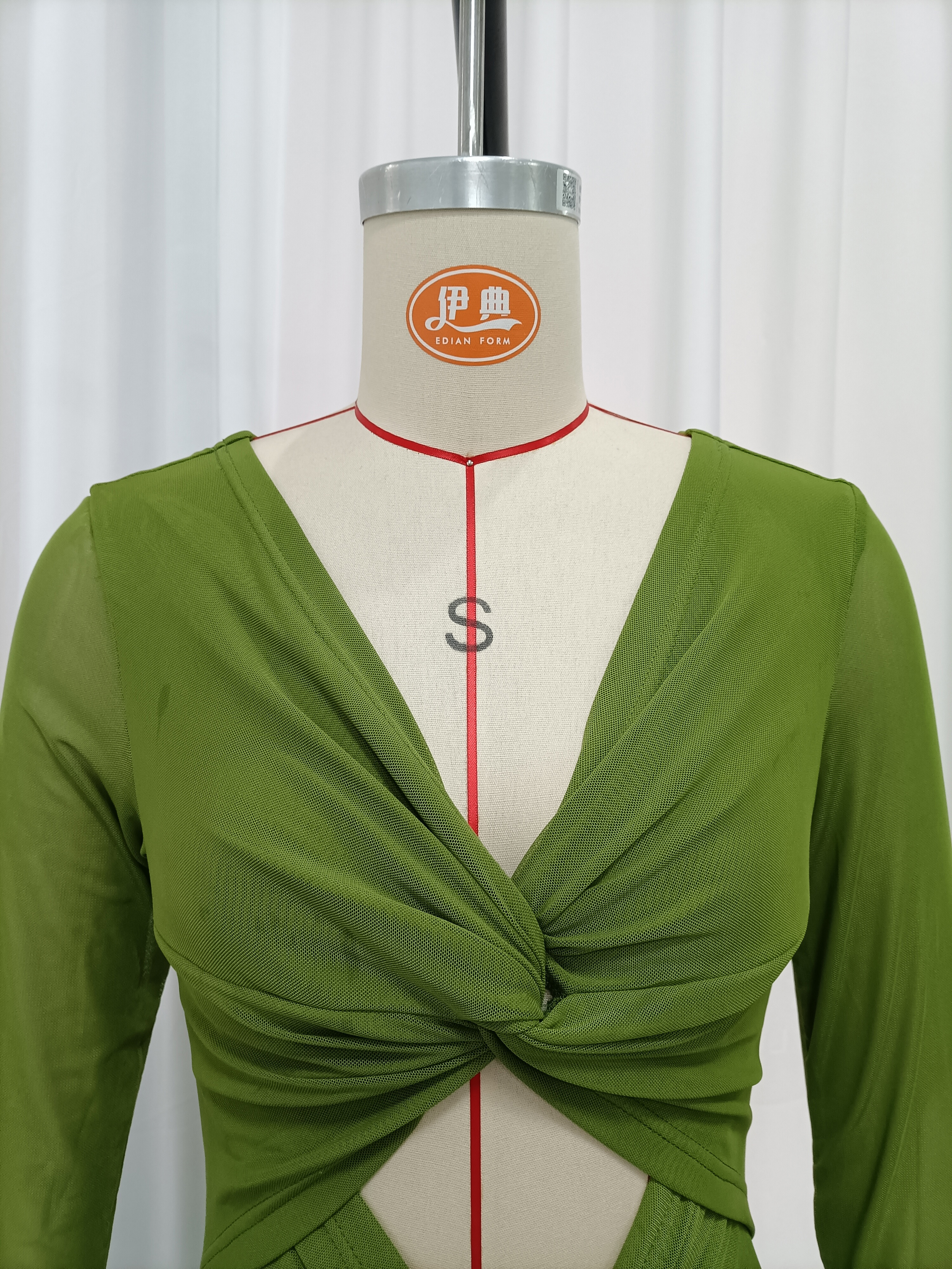 TWOTWINSTYLE V Neck Hollow Out Patchwork Knot Vintage Dress