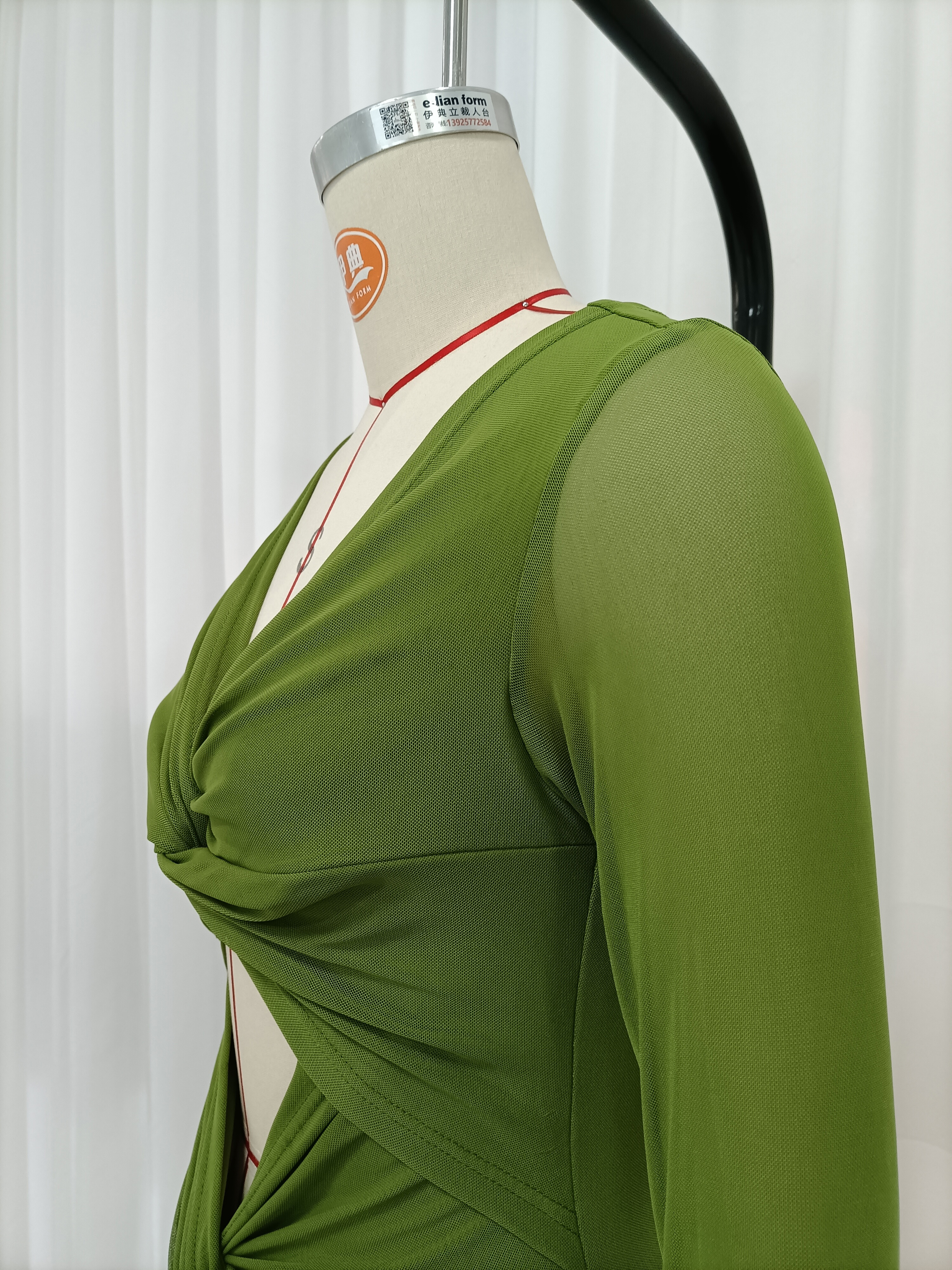 TWOTWINSTYLE V Neck Hollow Out Patchwork Knot Vintage Dress
