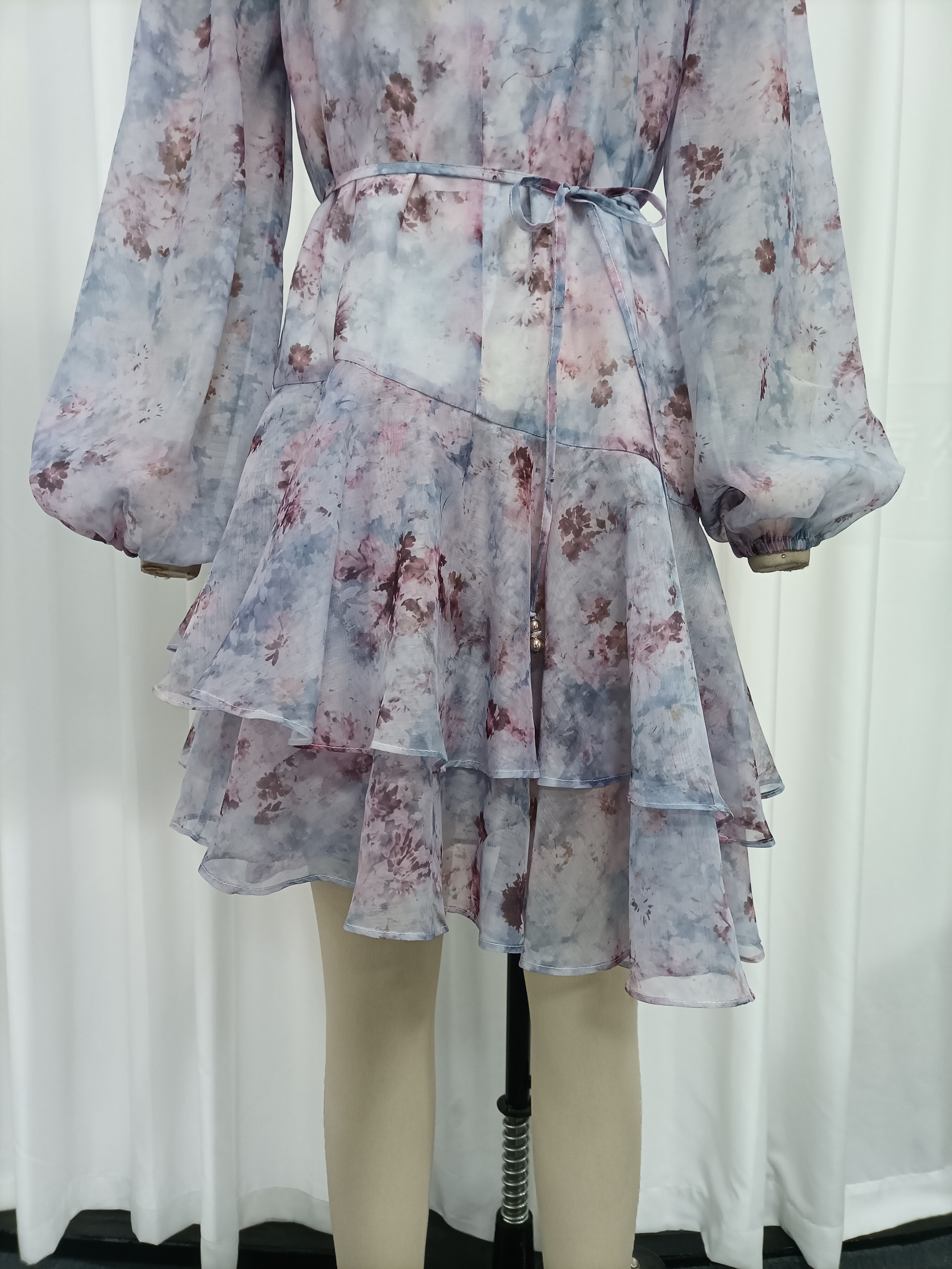 TWOTWINSTYLE Long Sleeve Round Neck Tunic Design Dress