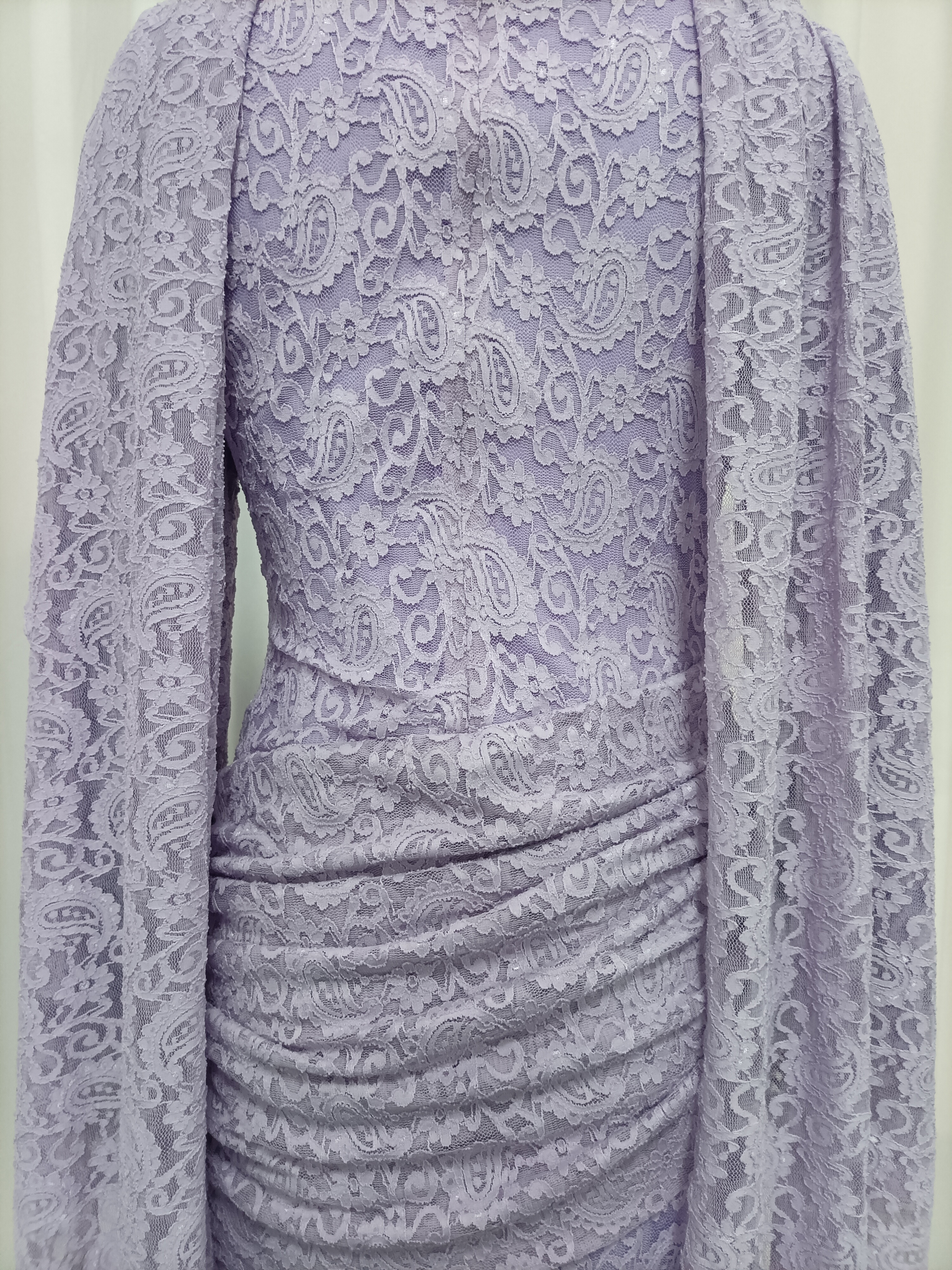 TWOTWINSTYLE Long Sleeve Spliced Lace Ruched Elegant Dress