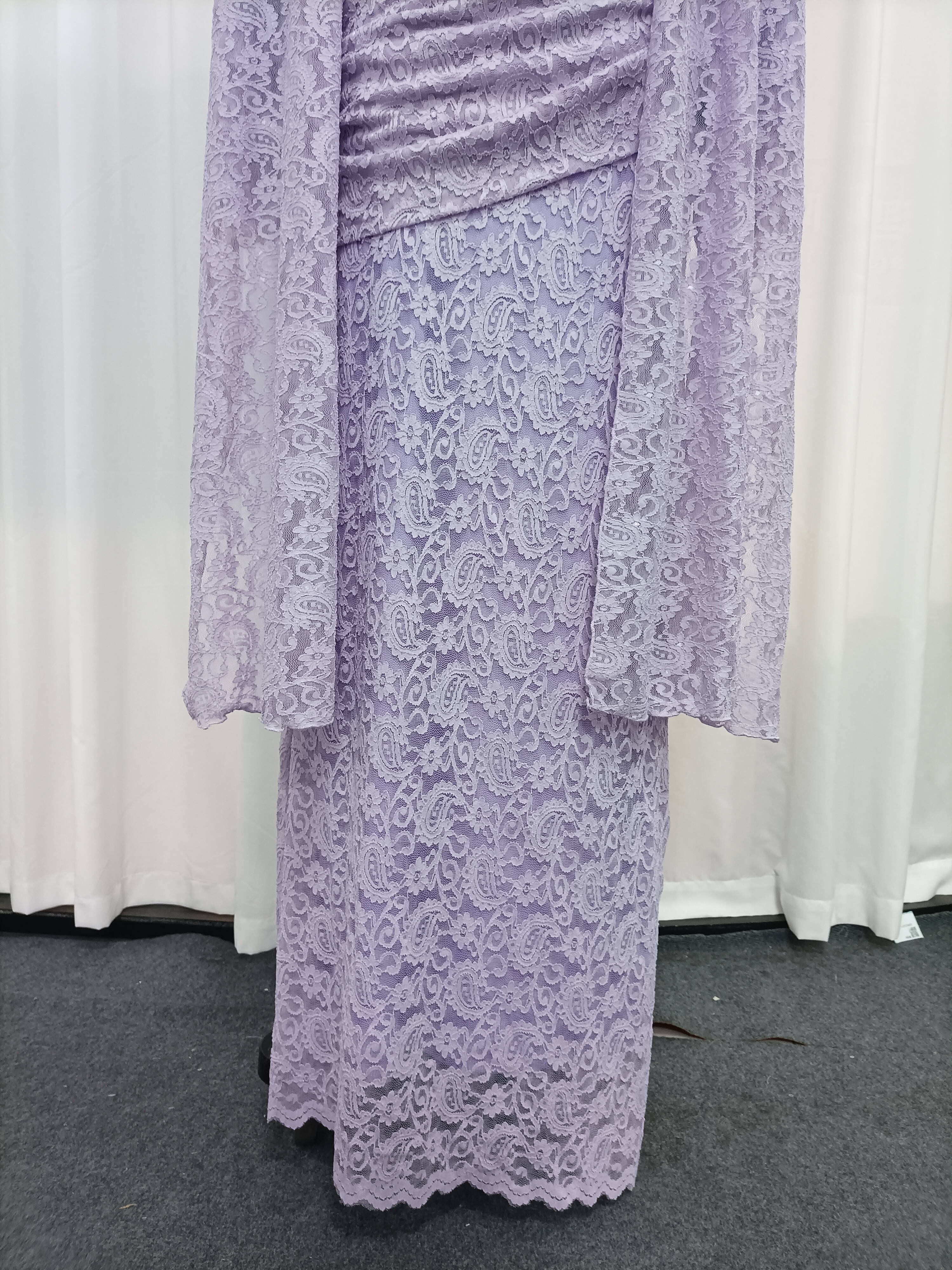 TWOTWINSTYLE Long Sleeve Spliced Lace Ruched Elegant Dress