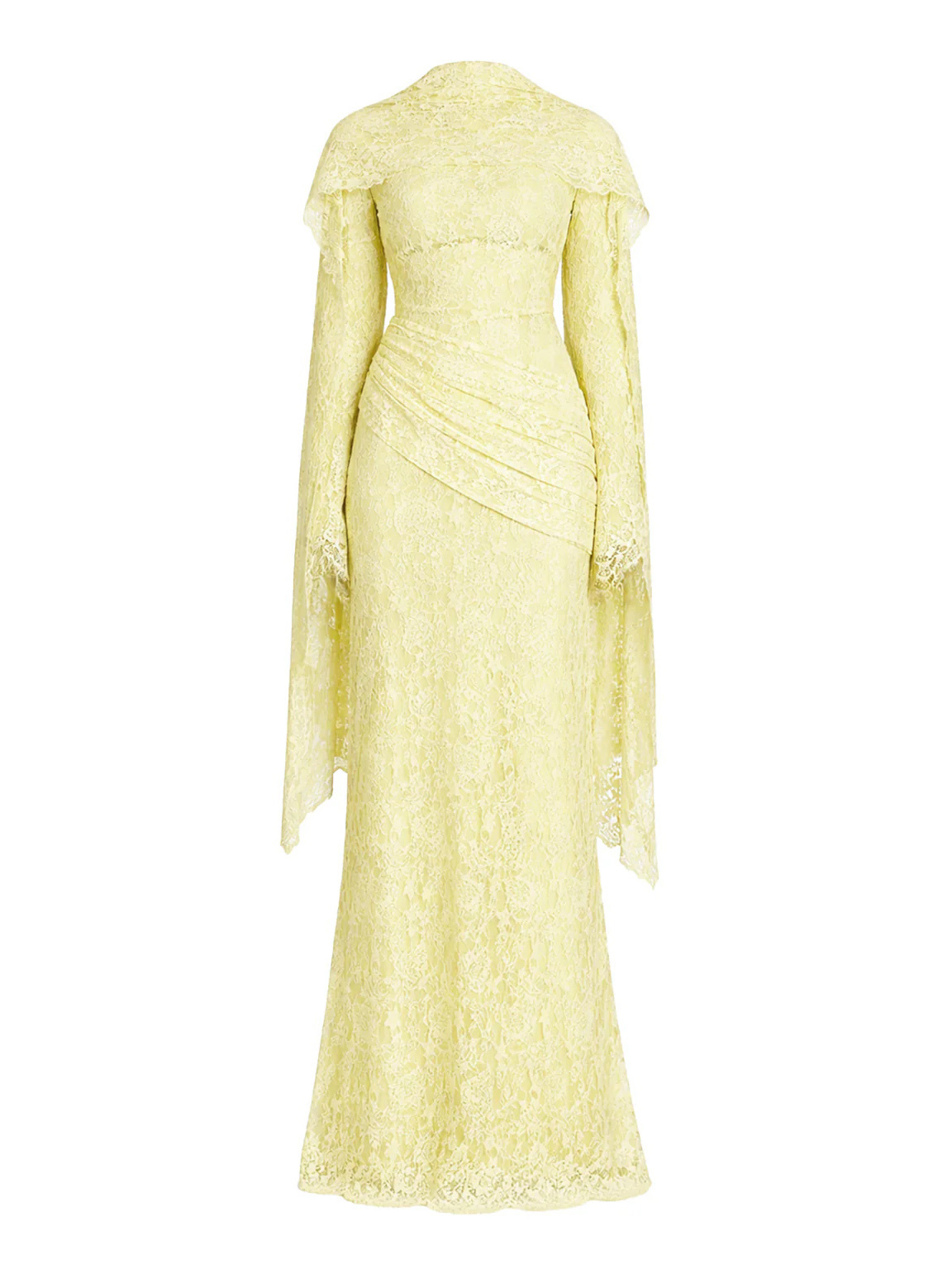 TWOTWINSTYLE Long Sleeve Spliced Lace Ruched Elegant Dress