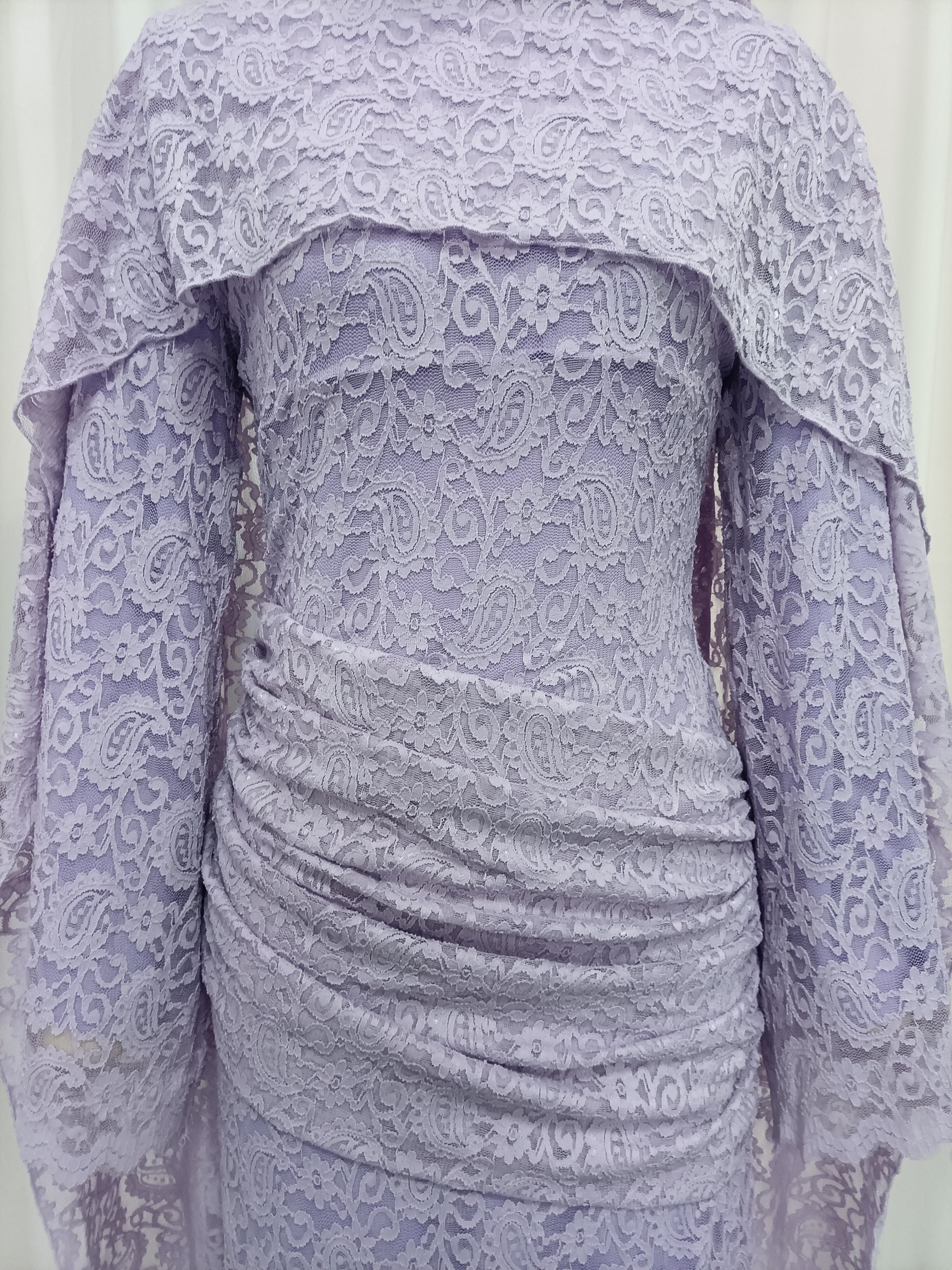 TWOTWINSTYLE Long Sleeve Spliced Lace Ruched Elegant Dress