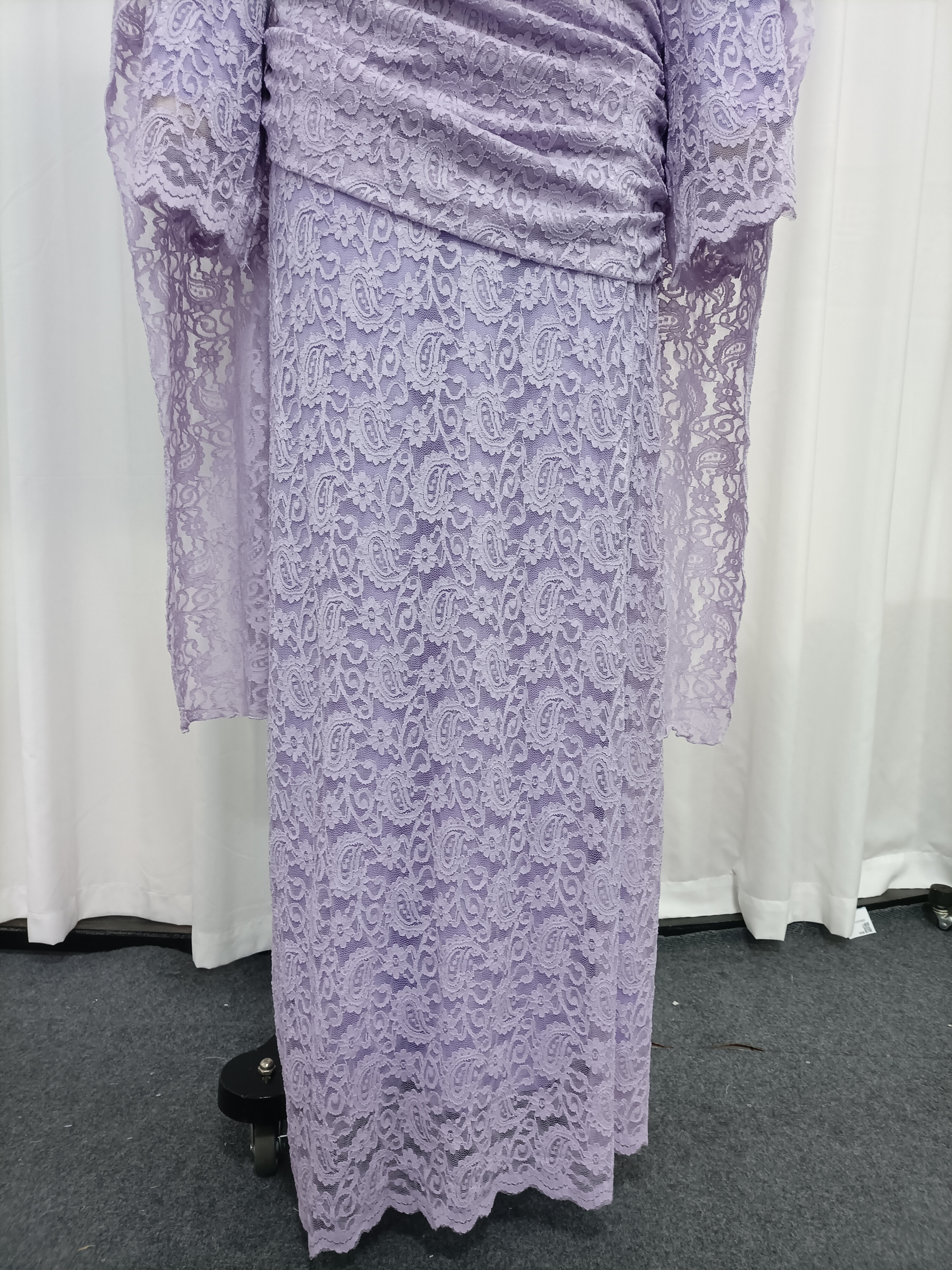 TWOTWINSTYLE Long Sleeve Spliced Lace Ruched Elegant Dress