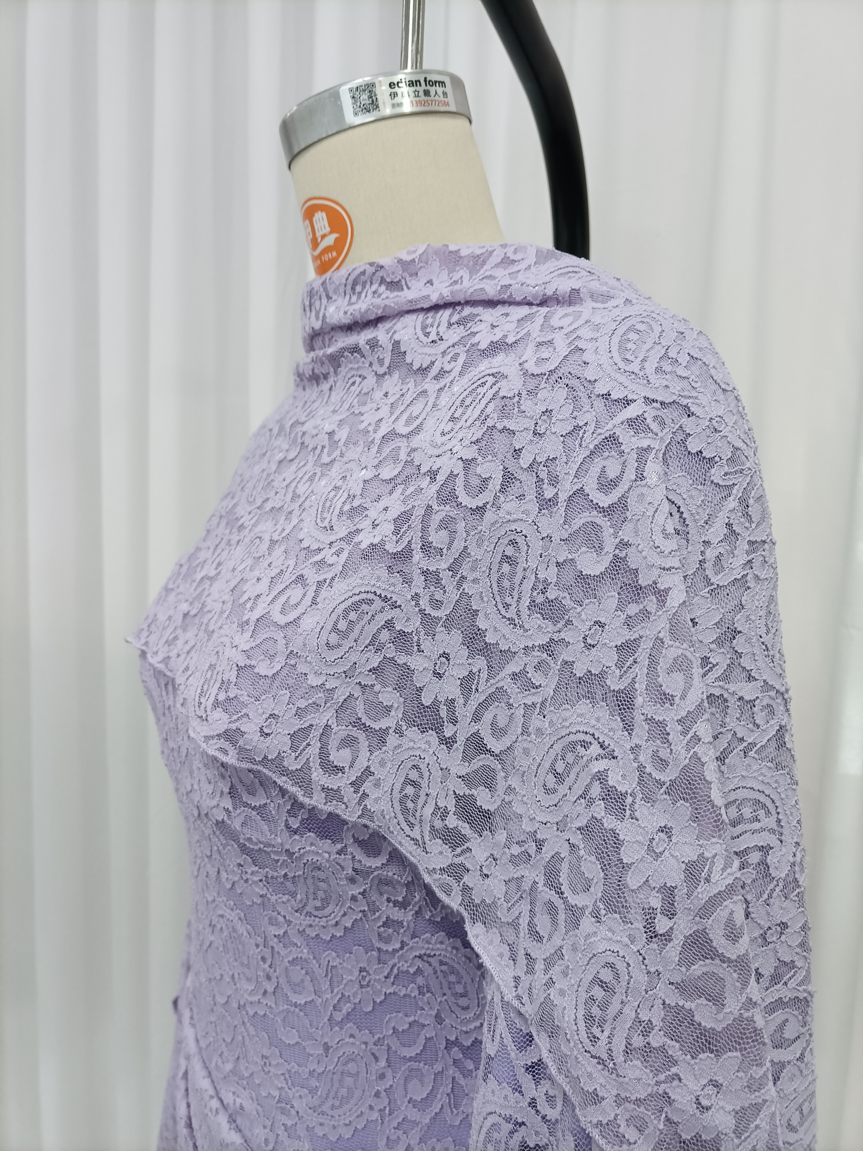TWOTWINSTYLE Long Sleeve Spliced Lace Ruched Elegant Dress