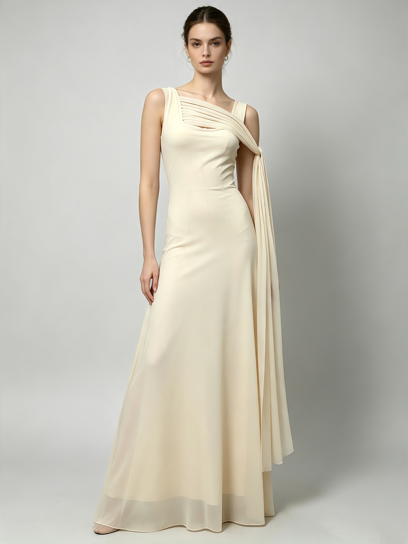 TWOTWINSTYLE Sleeveless Asymmetric Pleated Tunic Chic Dress