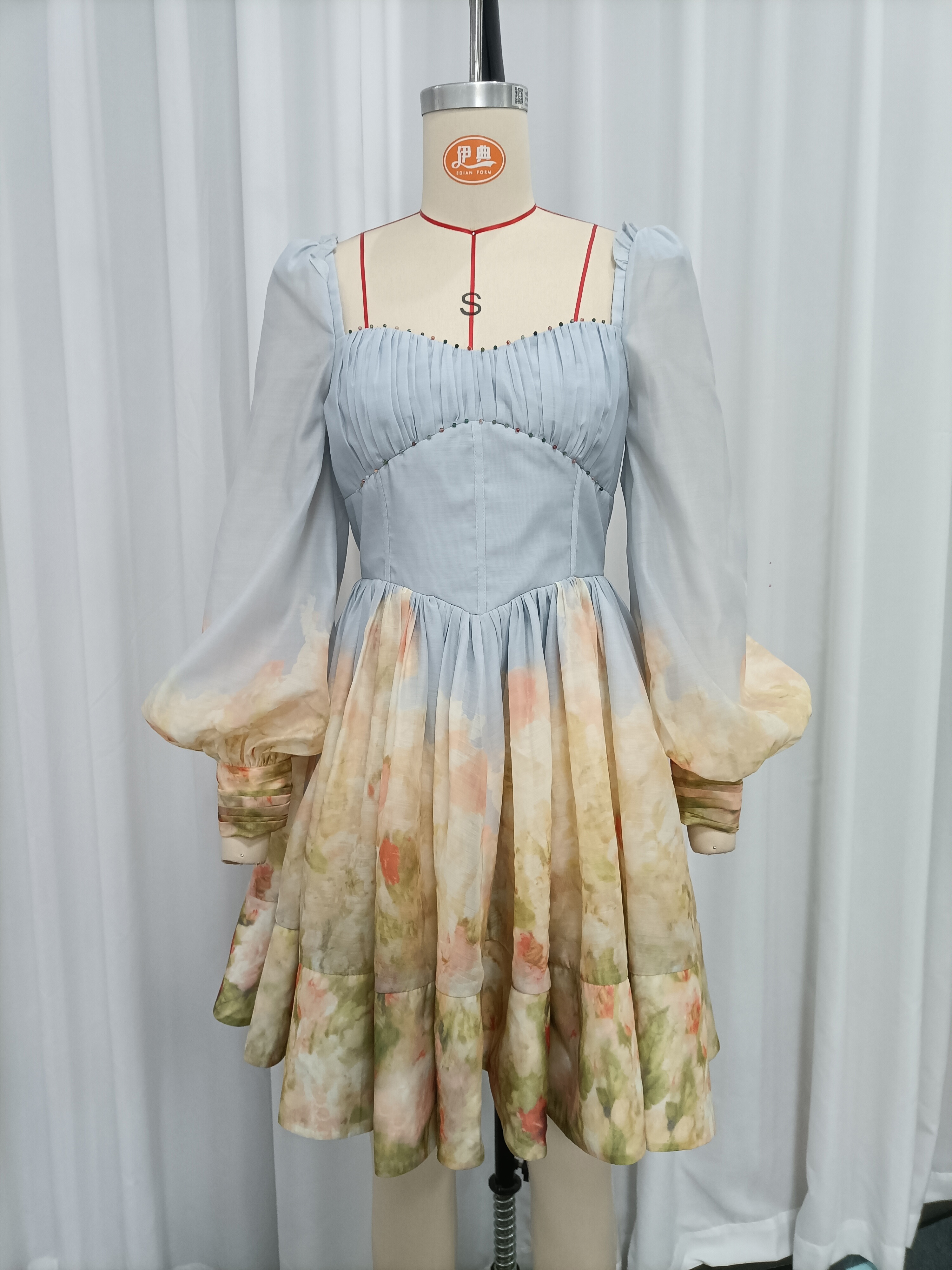 TWOTWINSTYLE Square Neck Puff Sleeve Tunic Elegant Dress
