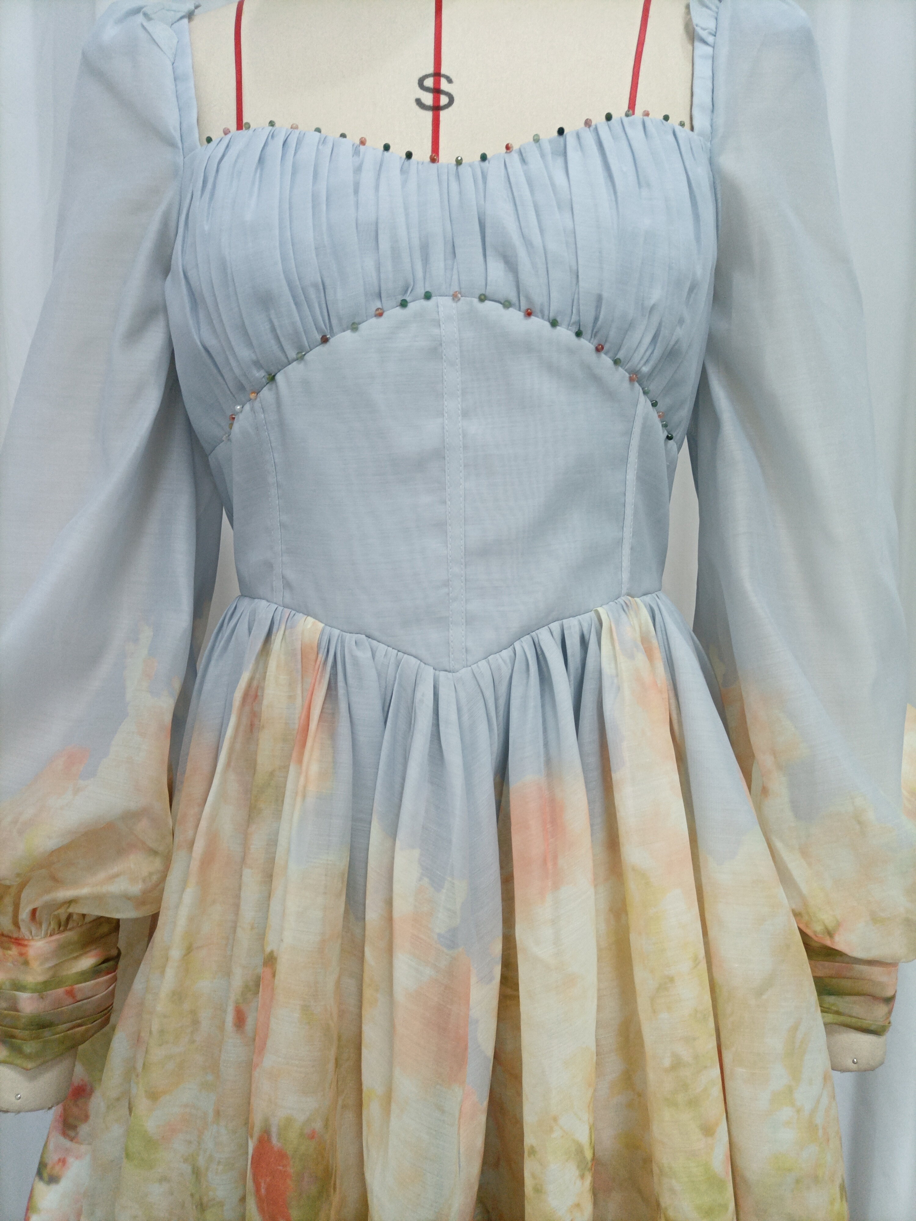 TWOTWINSTYLE Square Neck Puff Sleeve Tunic Elegant Dress