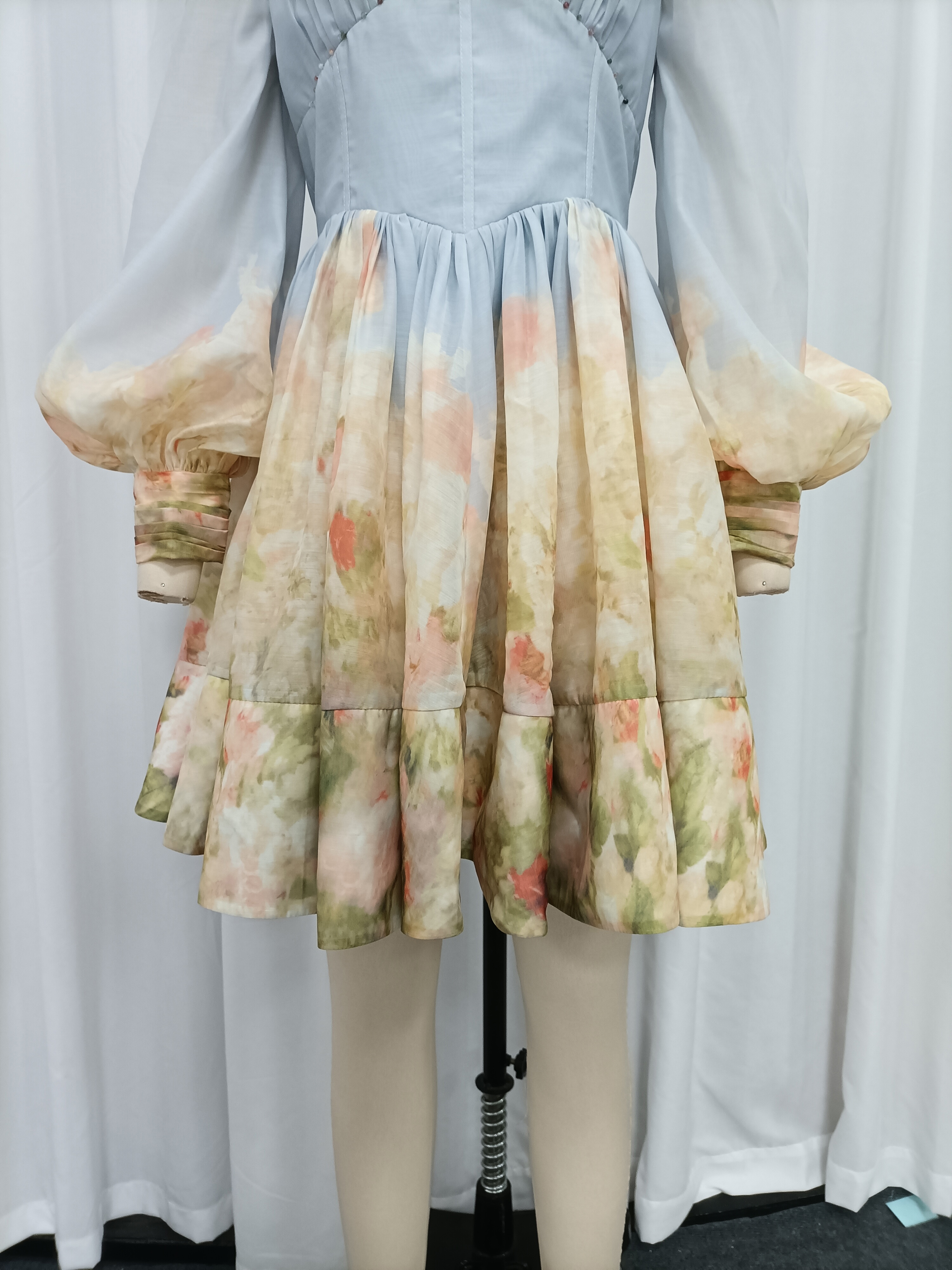 TWOTWINSTYLE Square Neck Puff Sleeve Tunic Elegant Dress