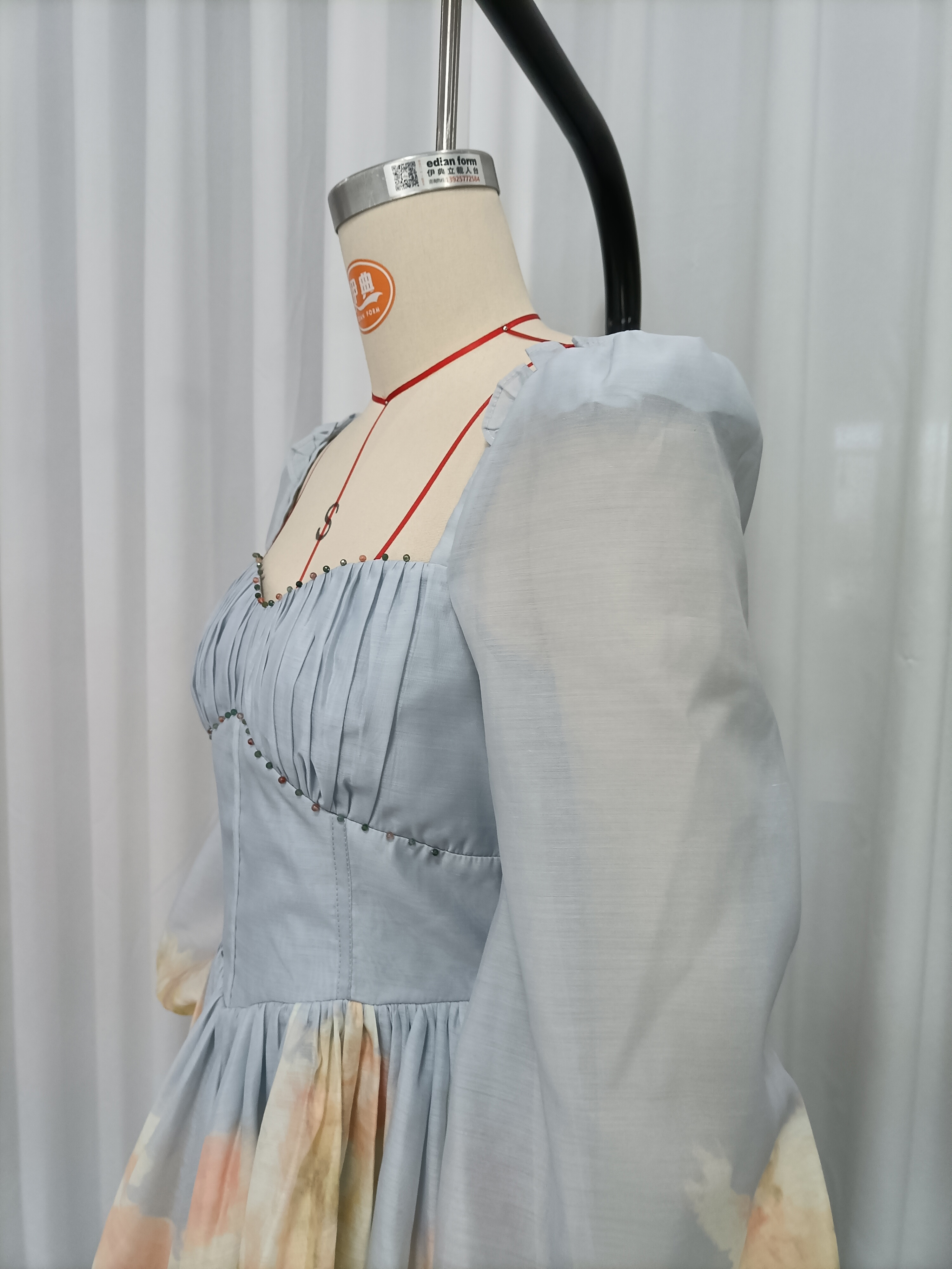 TWOTWINSTYLE Square Neck Puff Sleeve Tunic Elegant Dress
