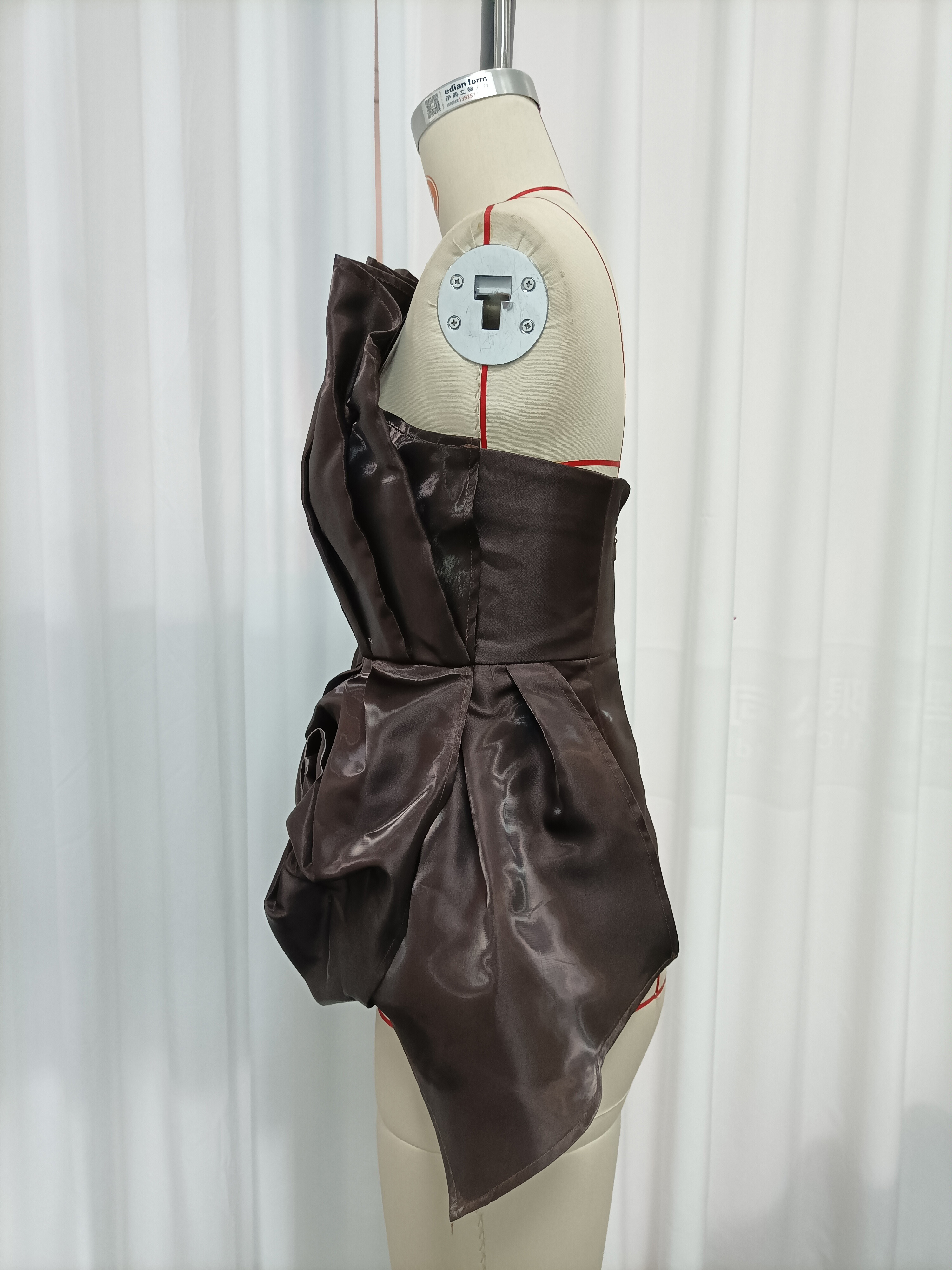 TWOTWINSTYLE Off Shoulder Tunic Ruched Flower Vintage Vest