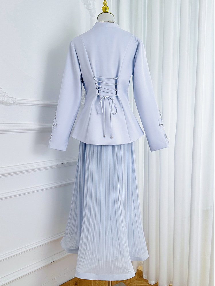 TWOTWINSTYLE Stand Collar Spliced Embroidery Coat High Waist Skirt Elegant Set