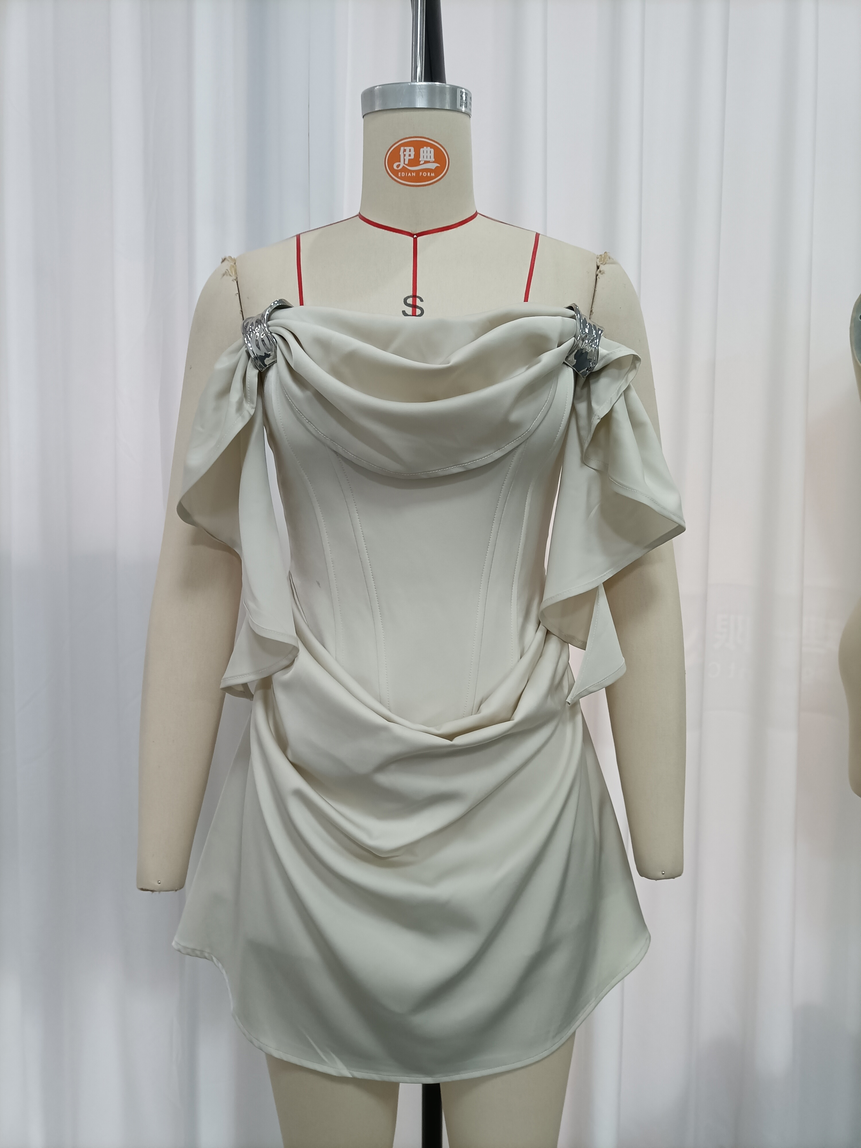 TWOTWINSTYLE Off Shoulder Tunic Spliced Metal Chic Dress