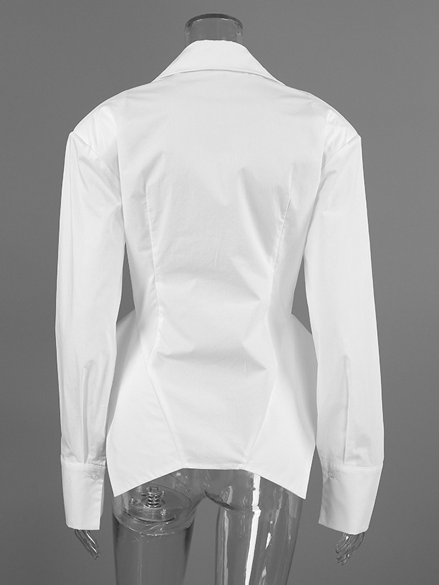 TWOTWINSTYLE Solid Lapel Long Sleeve Tunic Design Shirt