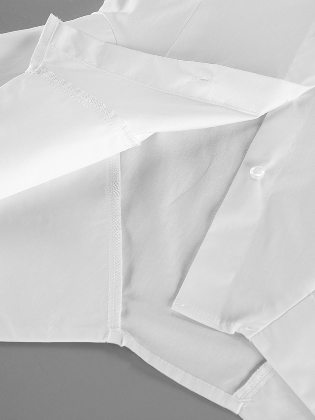 TWOTWINSTYLE Solid Lapel Long Sleeve Tunic Design Shirt