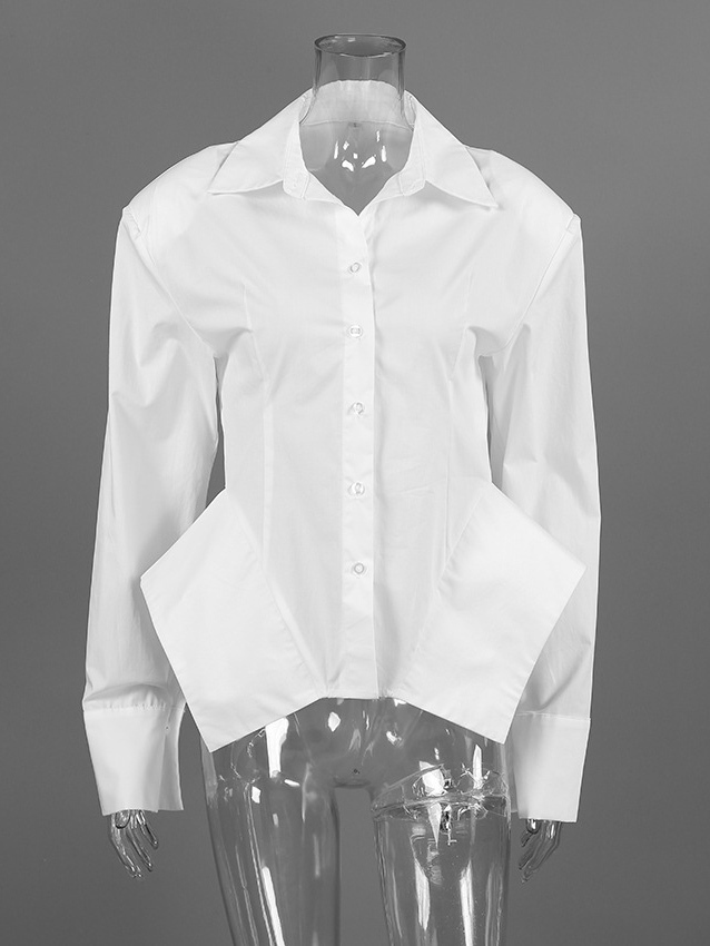 TWOTWINSTYLE Solid Lapel Long Sleeve Tunic Design Shirt