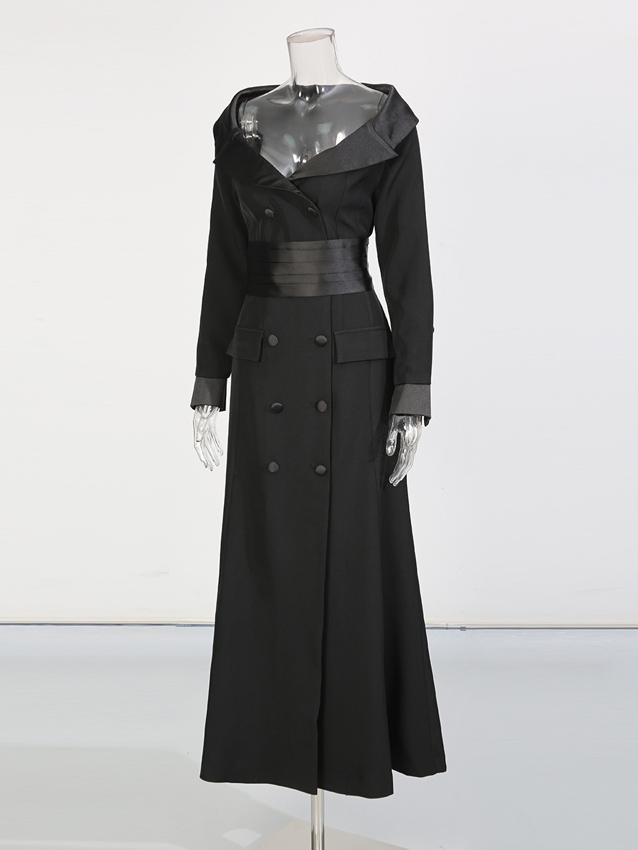 TWOTWINSTYLE Long Sleeve High Waist Temperament Dress
