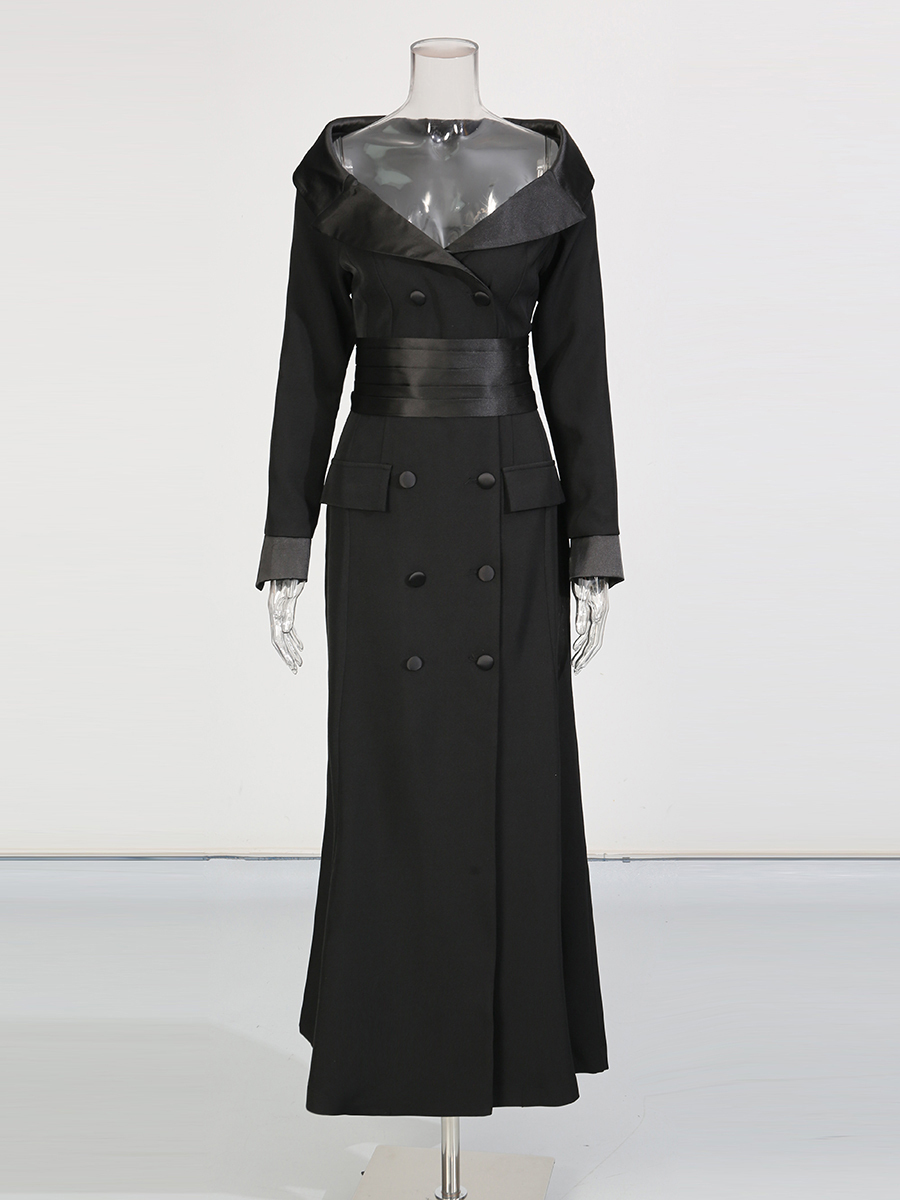 TWOTWINSTYLE Long Sleeve High Waist Temperament Dress