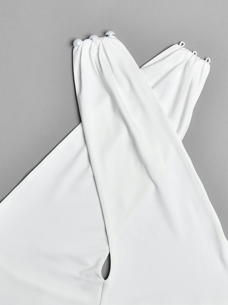 TWOTWINSTYLE Halter Neck Keyhole Asymmetrical Hem Sexy Dress