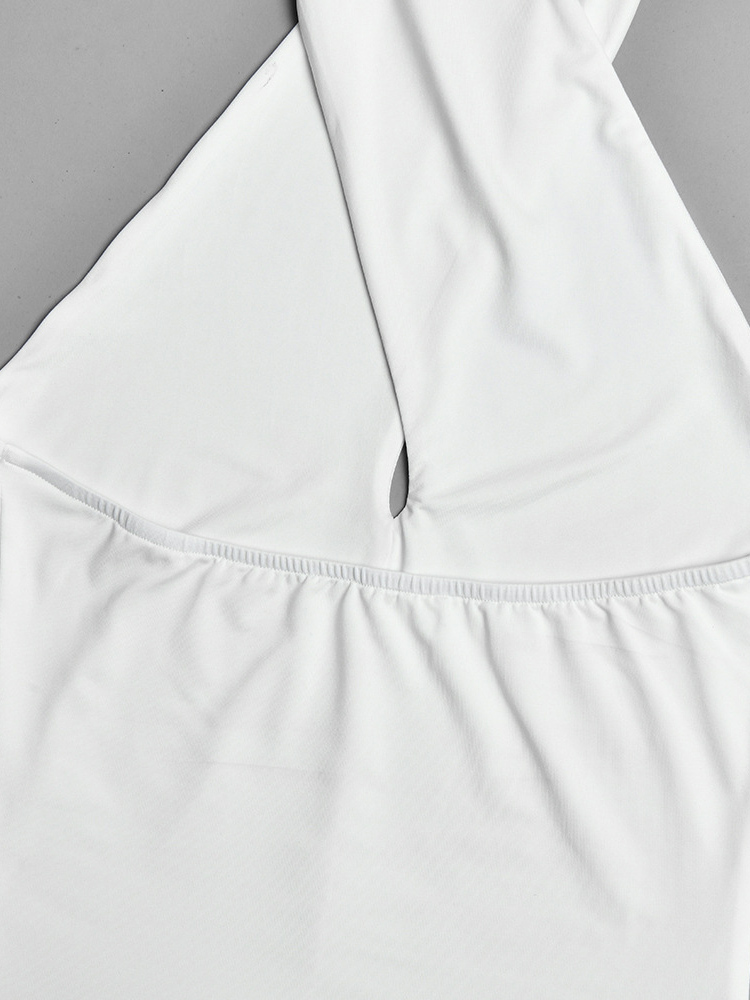 TWOTWINSTYLE Halter Neck Keyhole Asymmetrical Hem Sexy Dress