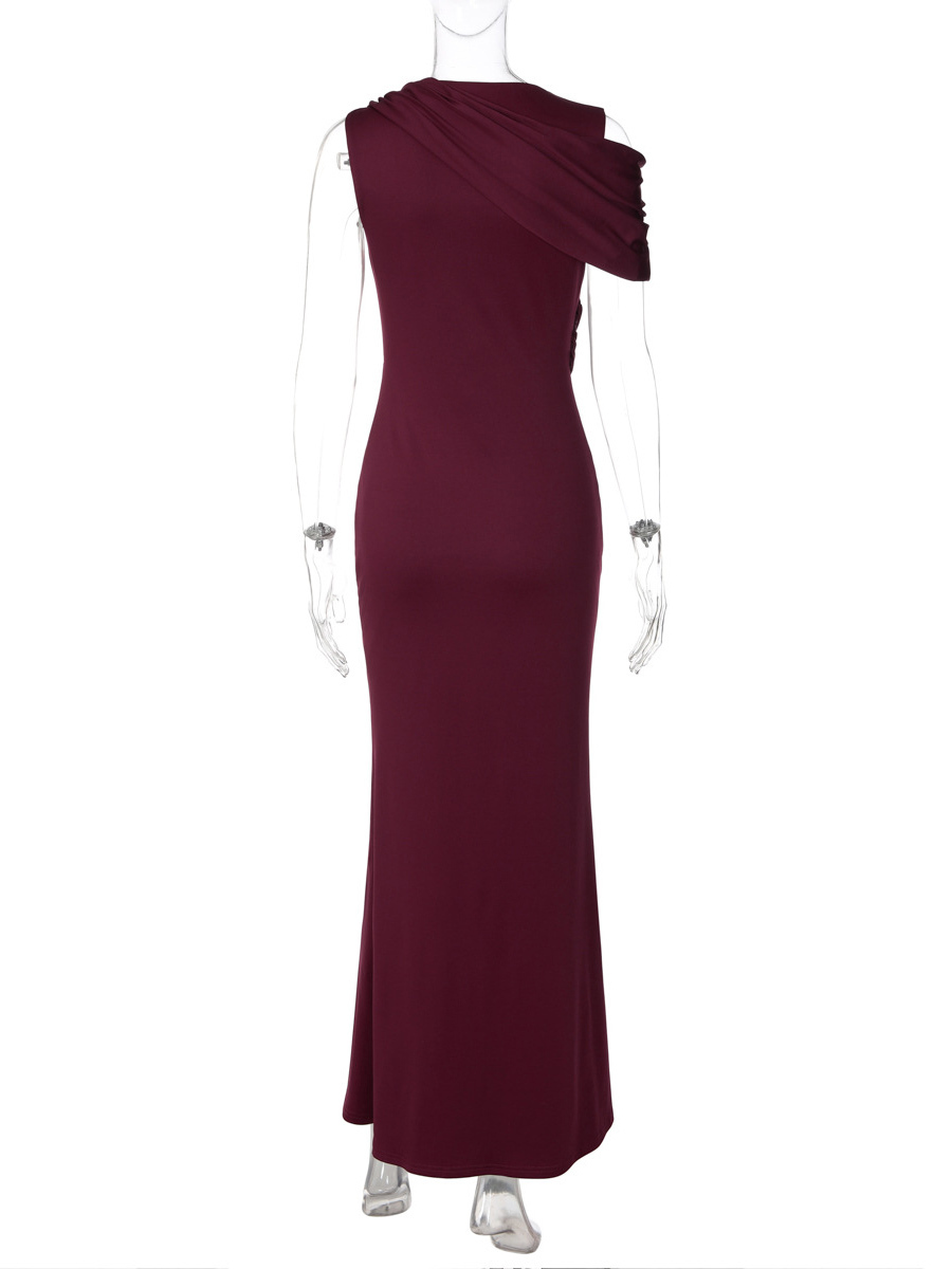 TWOTWINSTYLE Off One Shoulder Hollow Out Elegant Dress