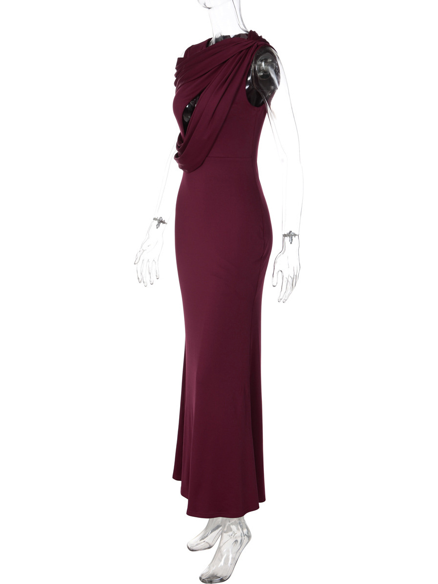 TWOTWINSTYLE Off One Shoulder Hollow Out Elegant Dress