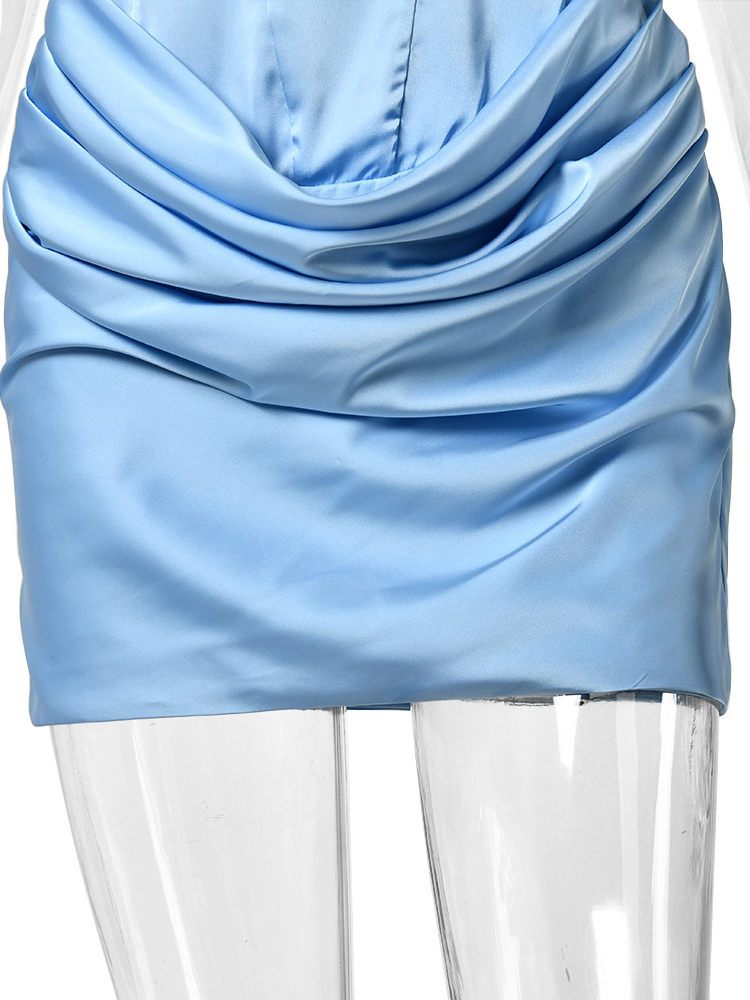 TWOTWINSTYLE Off One Shoulder Tunic Pleated Design Dress