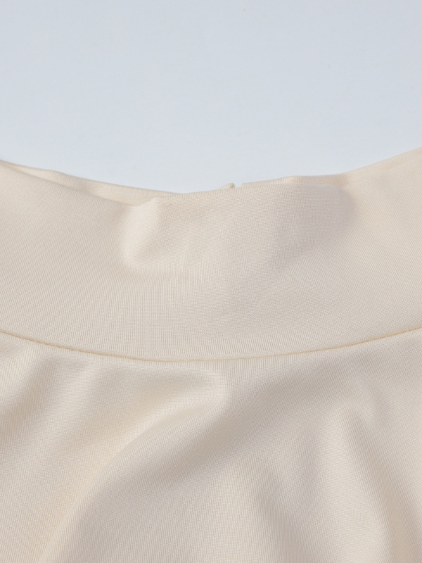 TWOTWINSTYLE Stand Collar Long Sleeve Pleated Slimming Dress