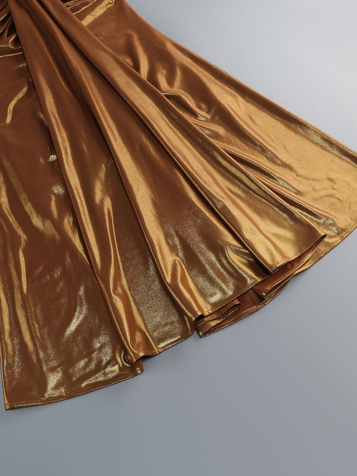 TWOTWINSTYLE Strapless Metallic Ruched Vintage Dress