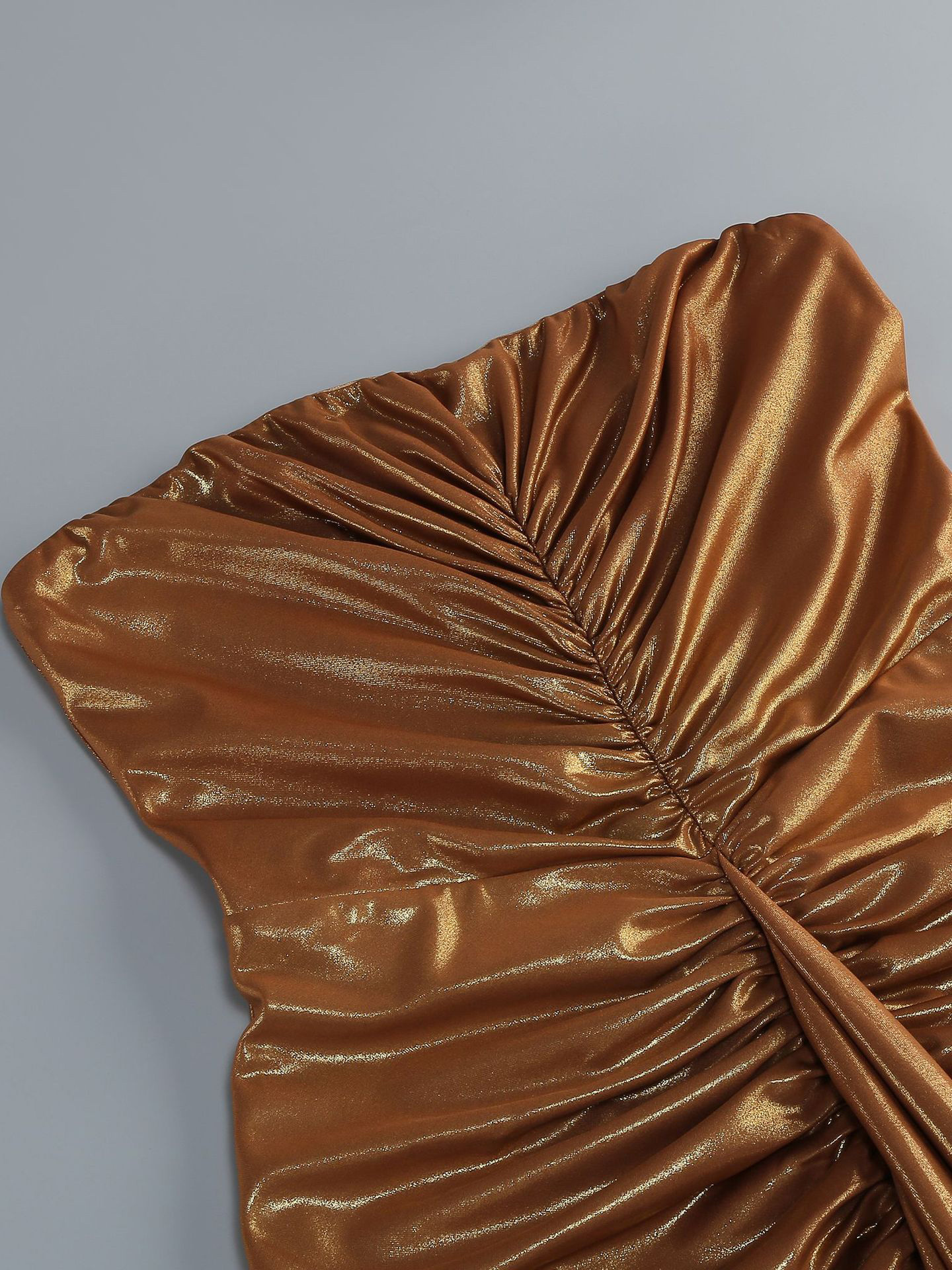 TWOTWINSTYLE Strapless Metallic Ruched Vintage Dress