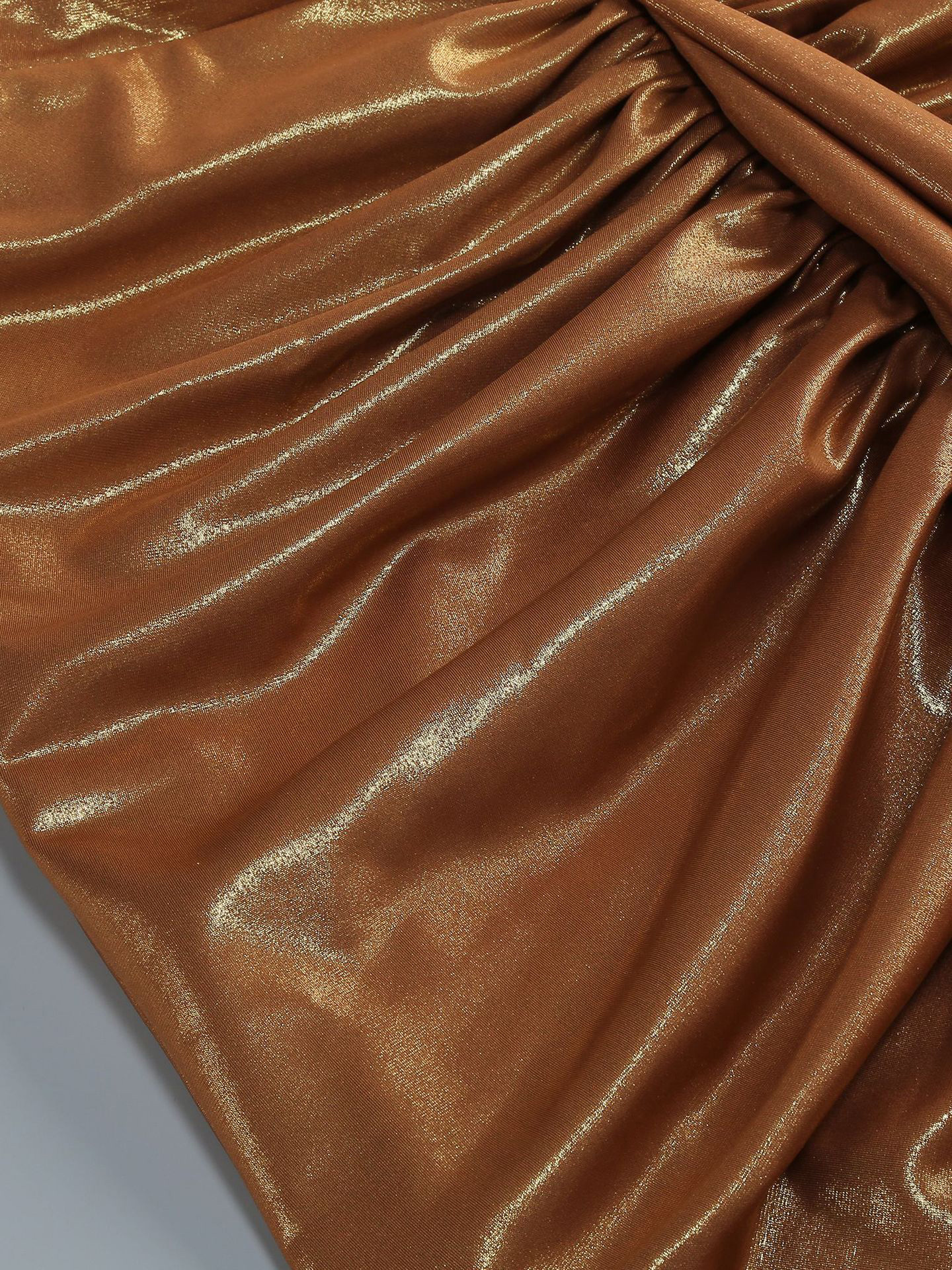 TWOTWINSTYLE Strapless Metallic Ruched Vintage Dress
