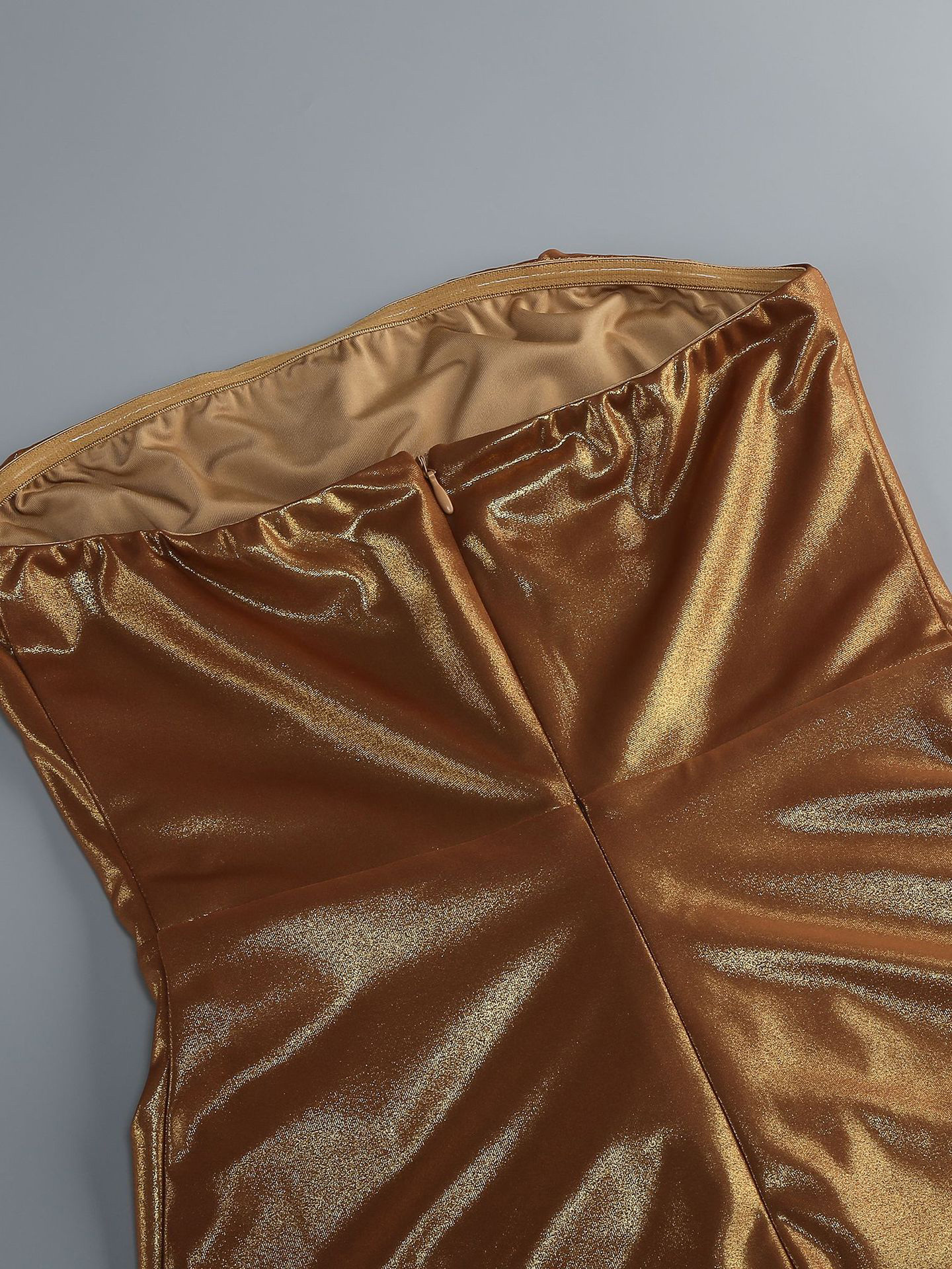 TWOTWINSTYLE Strapless Metallic Ruched Vintage Dress