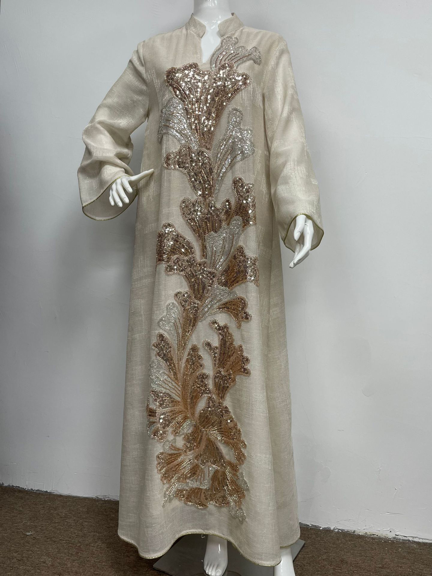 TWOTWINSTYLE Long Sleeve Patchwork Sequins Loose Minimalist Dress