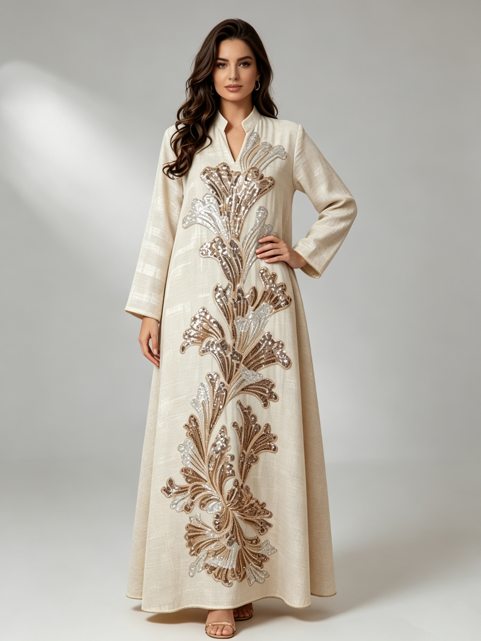 TWOTWINSTYLE Long Sleeve Patchwork Sequins Loose Minimalist Dress