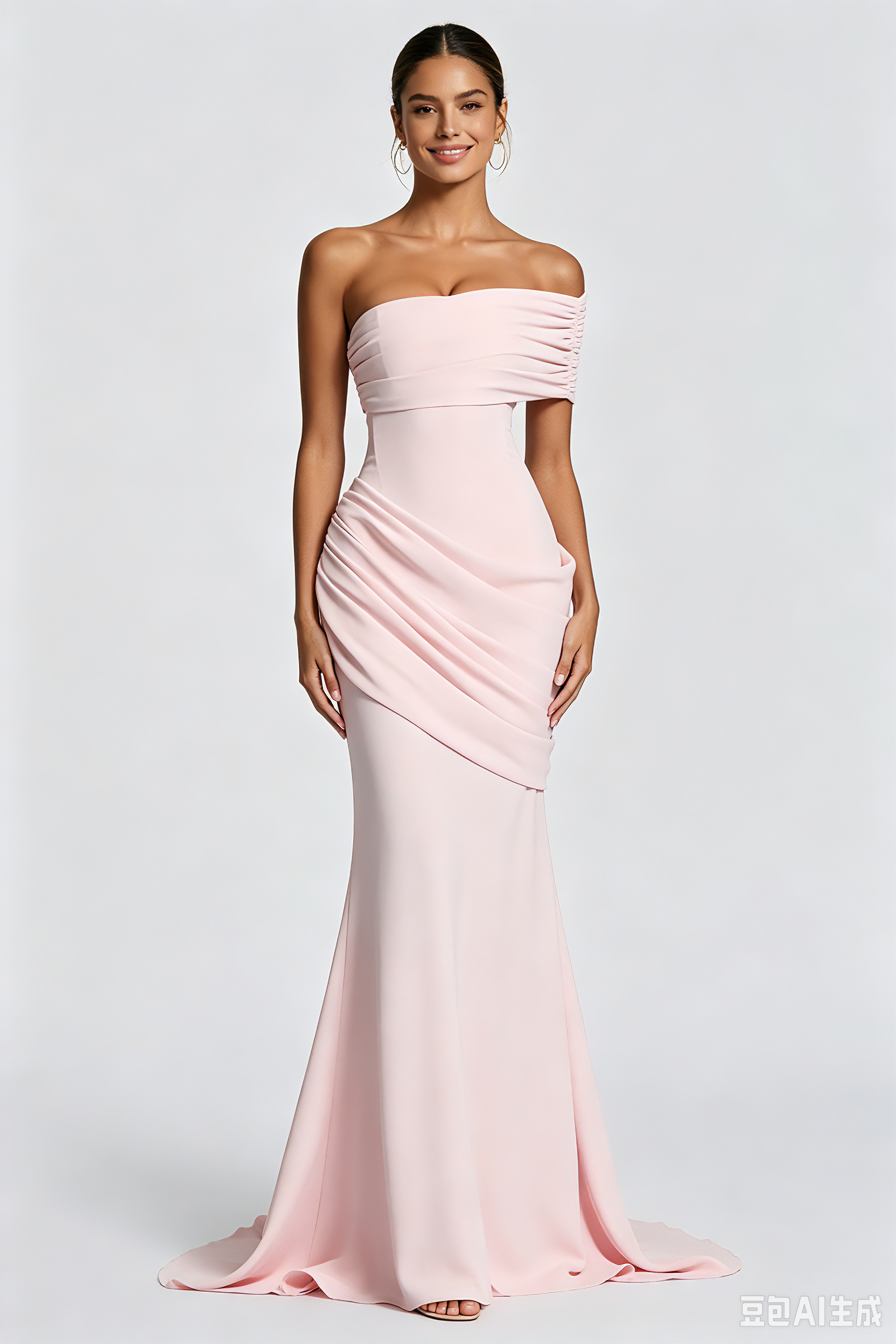 TWOTWINSTYLE Off Shoulder Pleated Tunic Fashion Dress