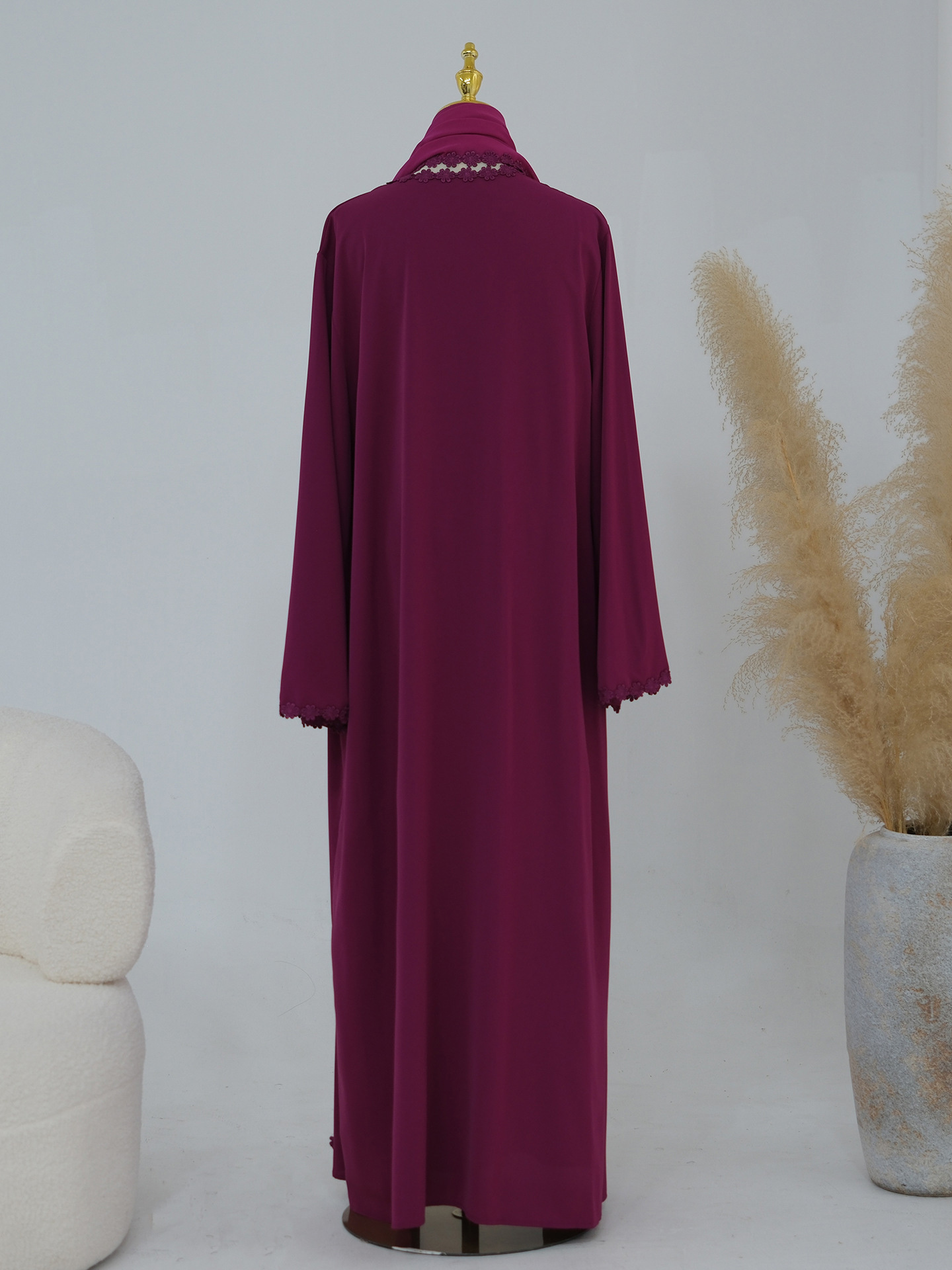 TWOTWINSTYLE Spliced Floral Lace Long Sleeve Minimalist Dress