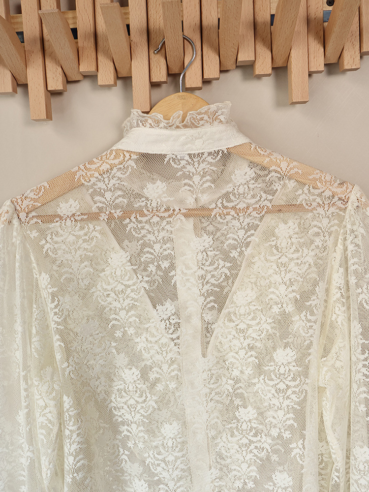 TWOTWINSTYLE Stand Collar Bell Sleeve Patchwork Ruffles Design Shirt