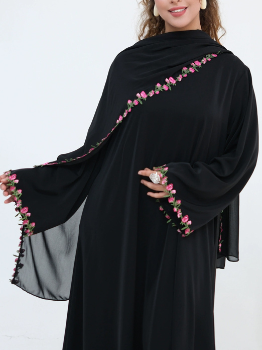 TWOTWINSTYLE Stand Collar Long Sleeve Patchwork Flower Tunic Elegant Dress