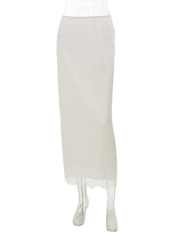 TWOTWINSTYLE V Neck Spliced Lace Top High Waist Skirt Elegant Set