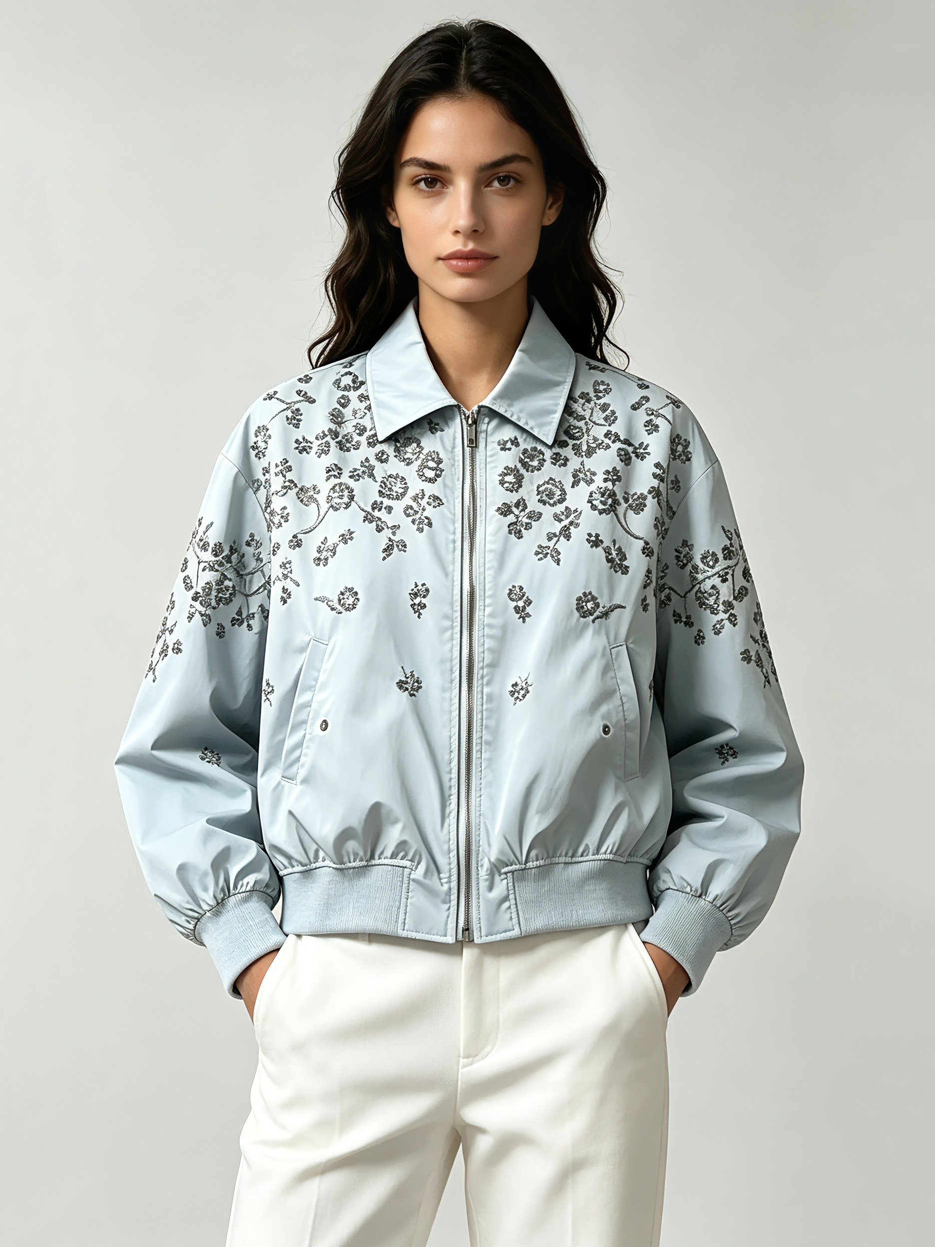 TWOTWINSTYLE Lapel Long Sleeve Patchwork Sequins Casual Jacket