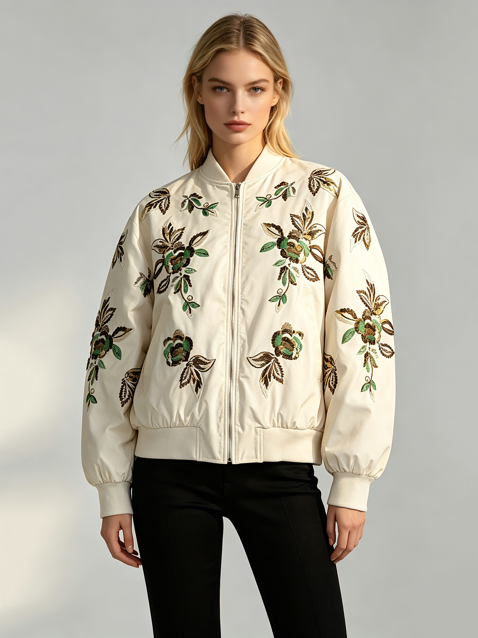TWOTWINSTYLE Stand Collar Long Sleeve Spliced Embroidery Fashion Jacket