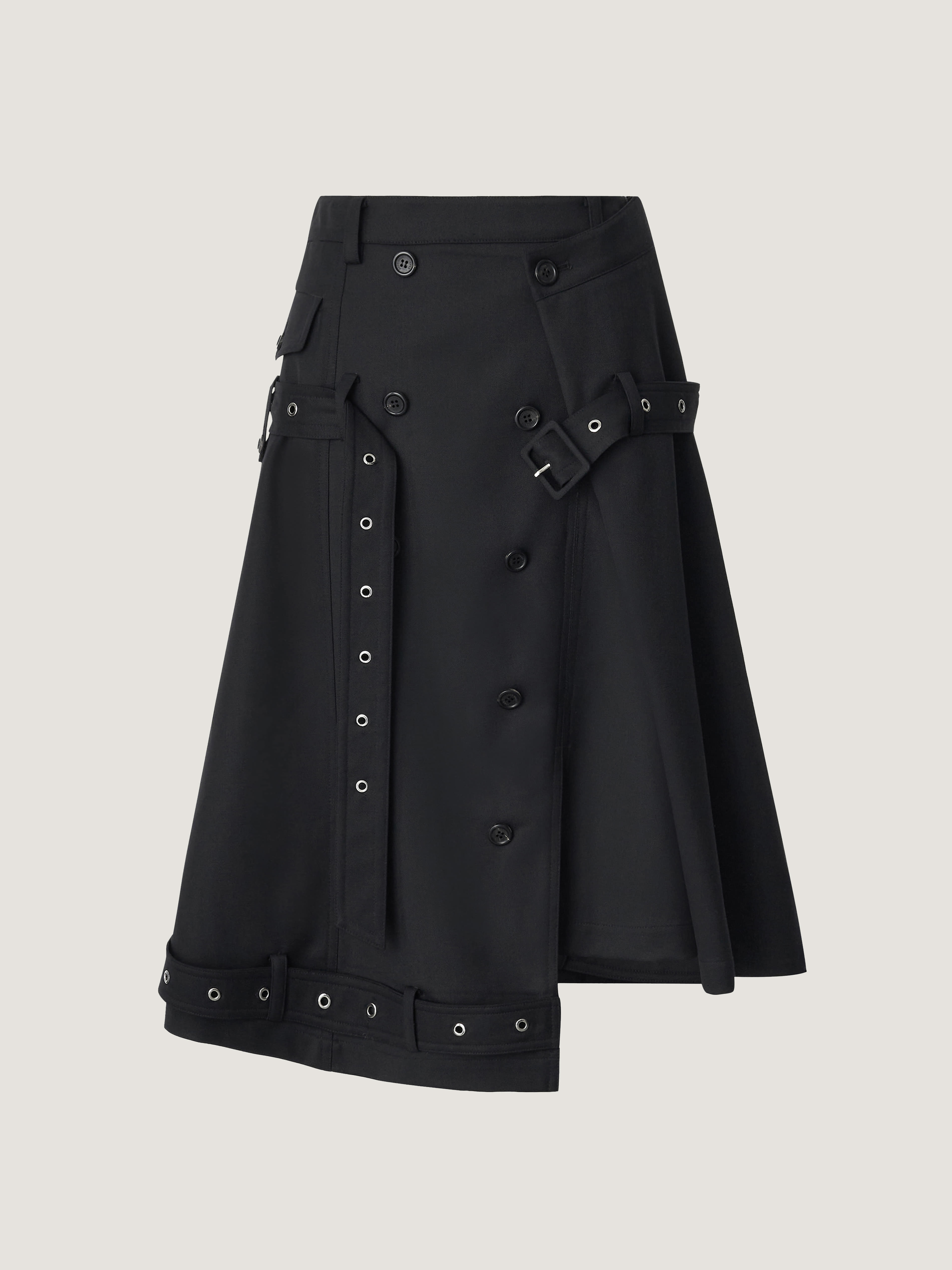 TWOTWINSTYLE High Waist Spliced Double Breasted Belt Fashion Skirt