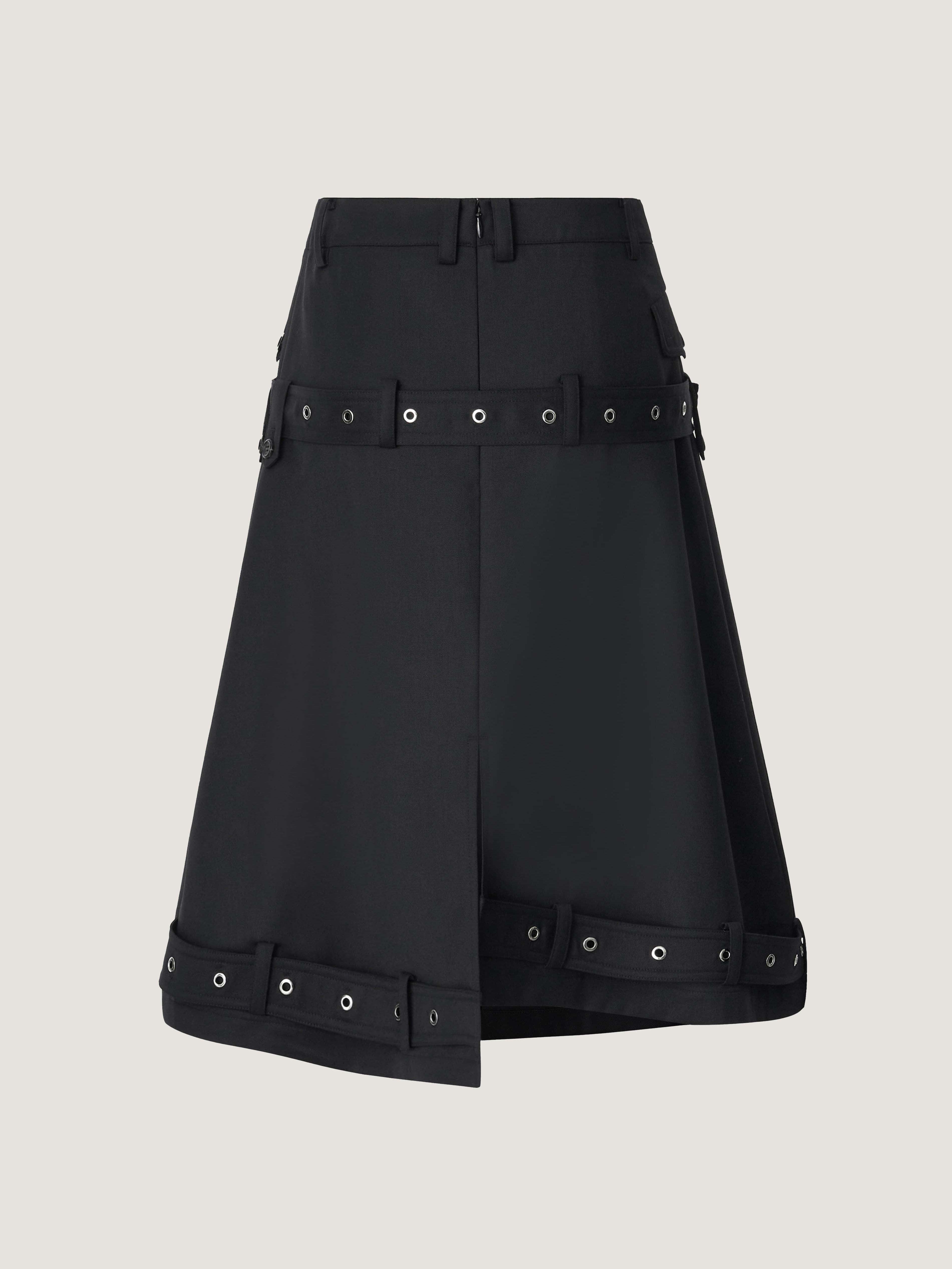 TWOTWINSTYLE High Waist Spliced Double Breasted Belt Fashion Skirt